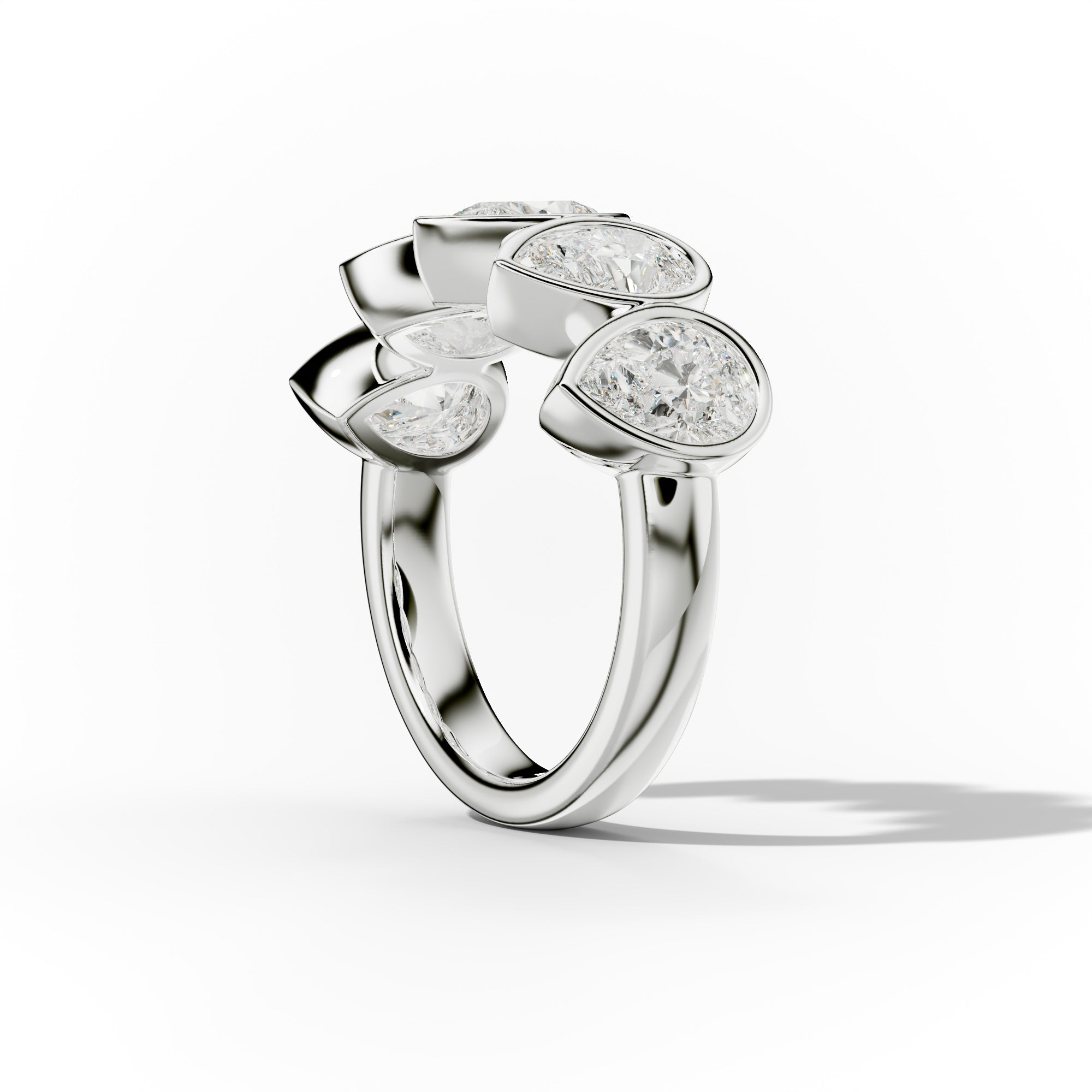 3.0 Carat Bezel Set Pear Shape Diamond Anniversary Band
