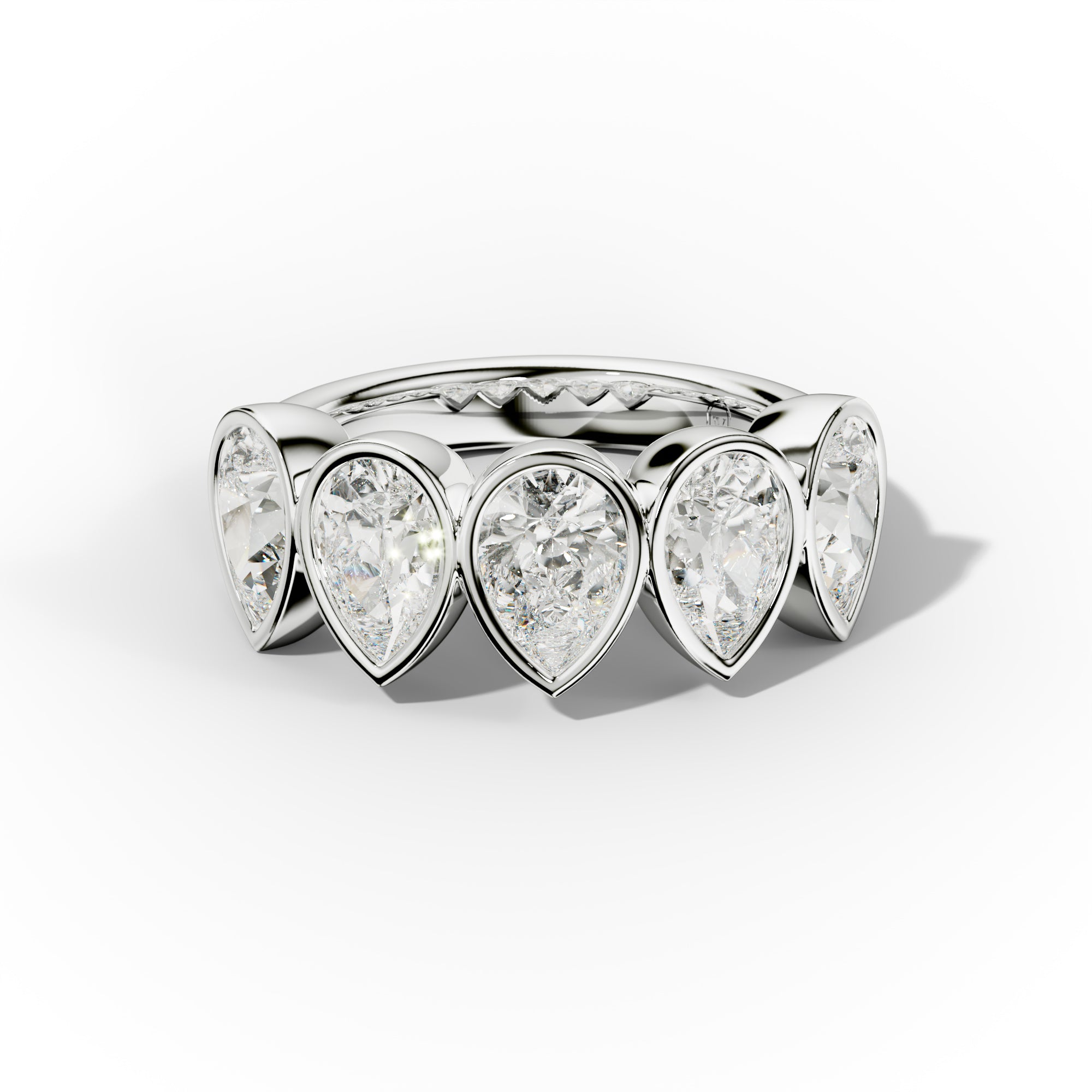 3.0 Carat Bezel Set Pear Shape Diamond Anniversary Band