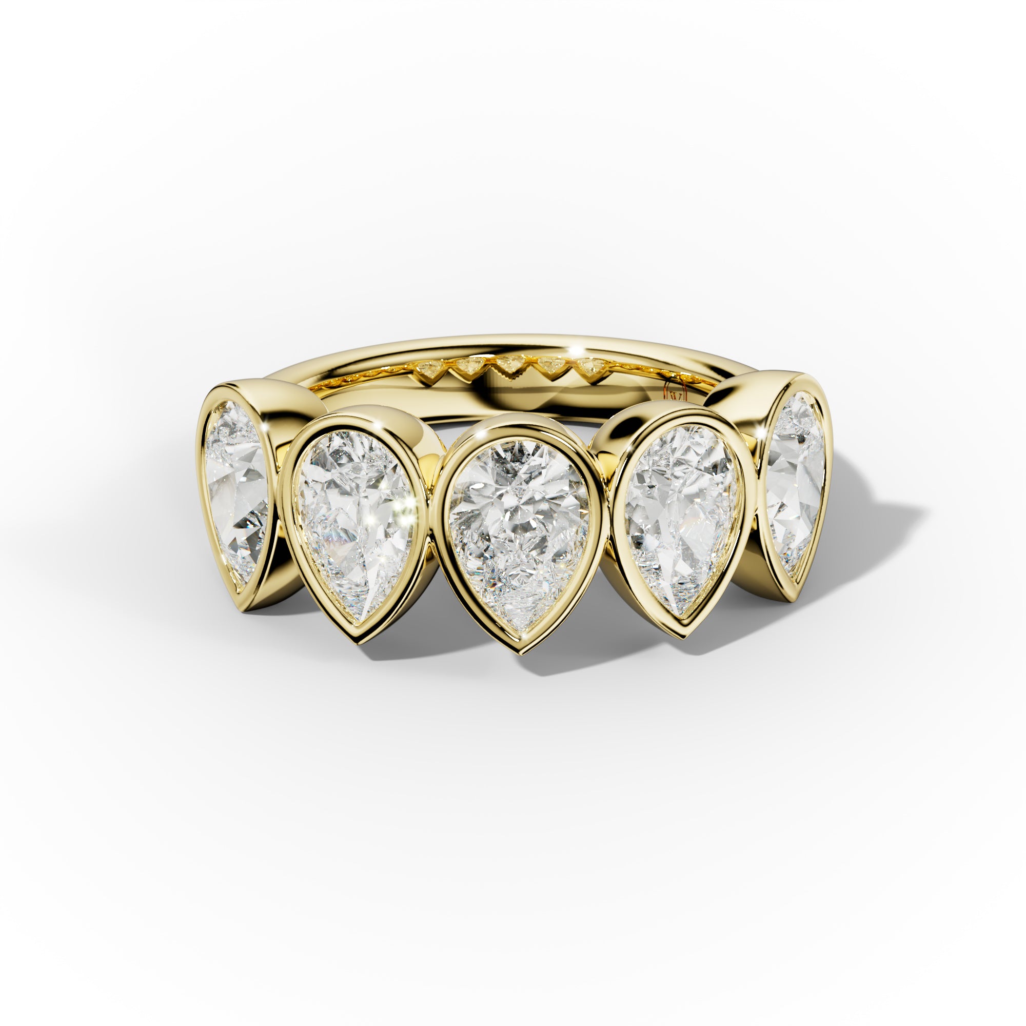 3.0 Carat Bezel Set Pear Shape Diamond Anniversary Band