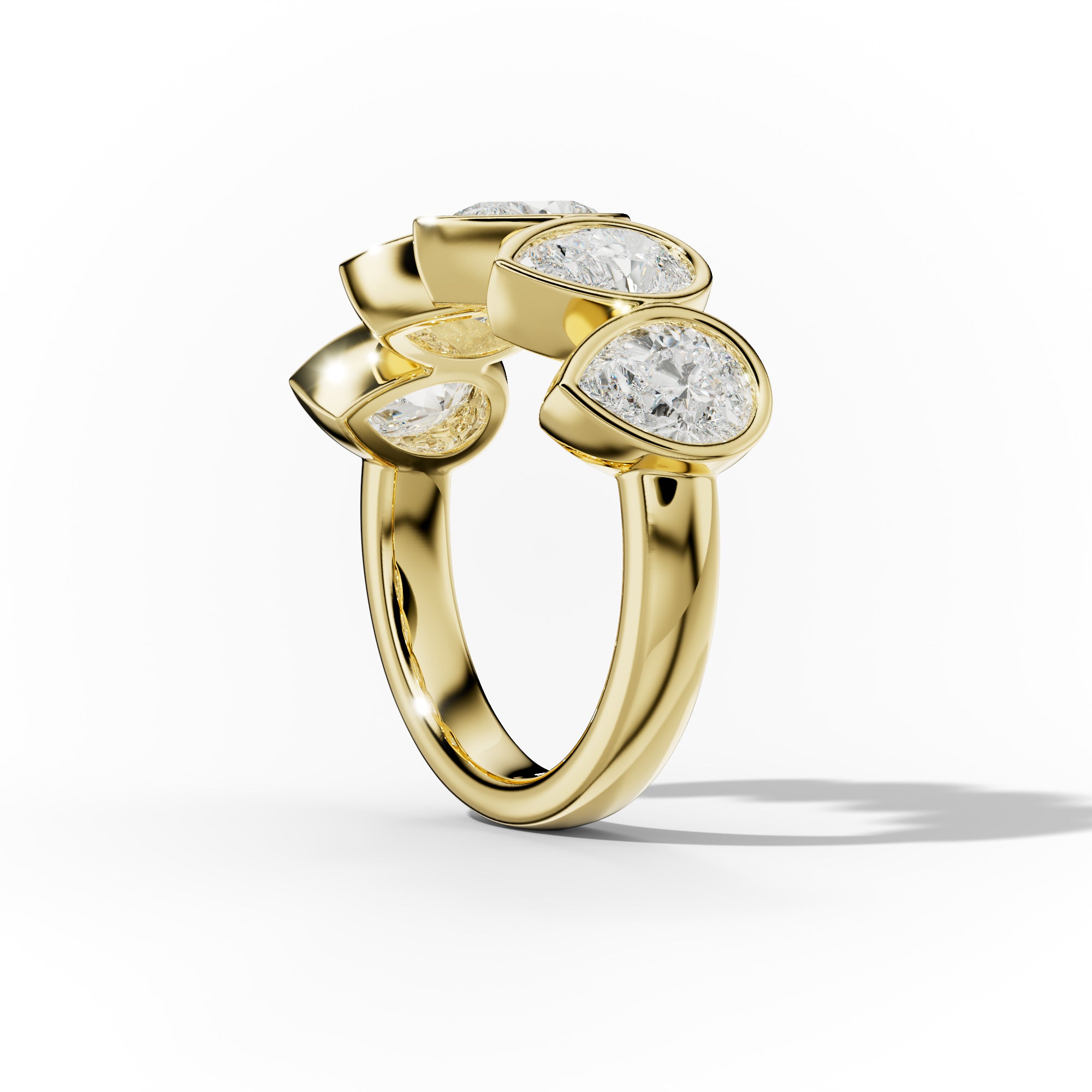 3.0 Carat Bezel Set Pear Shape Diamond Anniversary Band