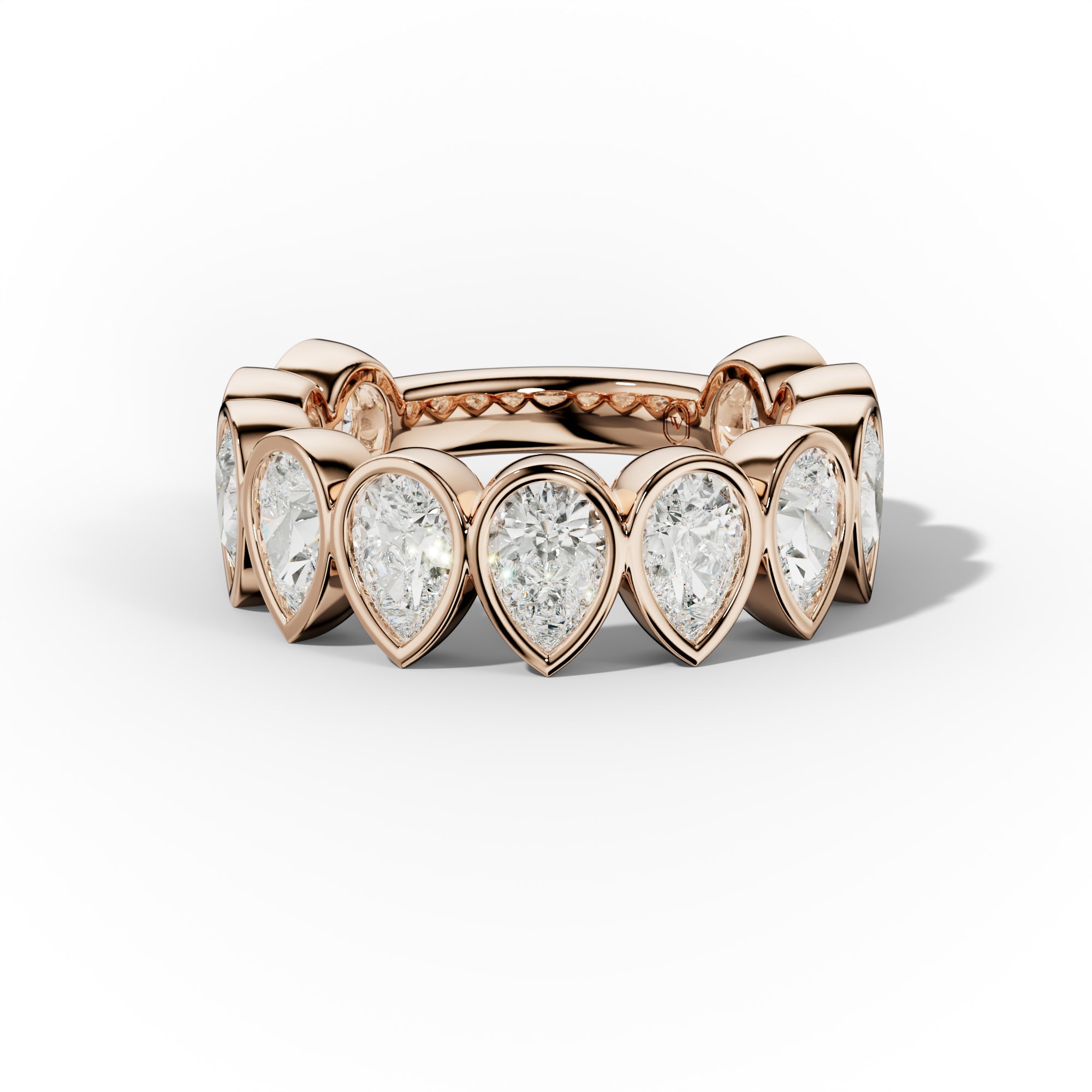 4.0 Carat Bezel Set Pear Shape Diamond Anniversary Band