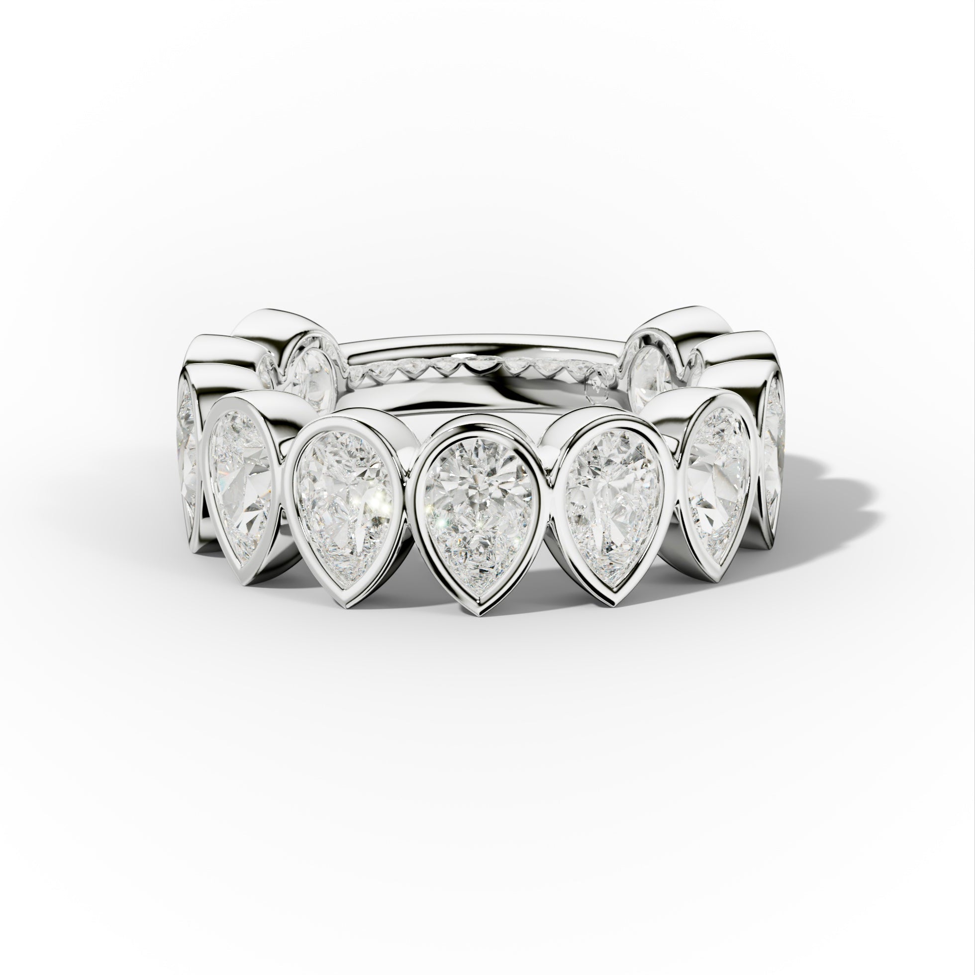 4.0 Carat Bezel Set Pear Shape Diamond Anniversary Band
