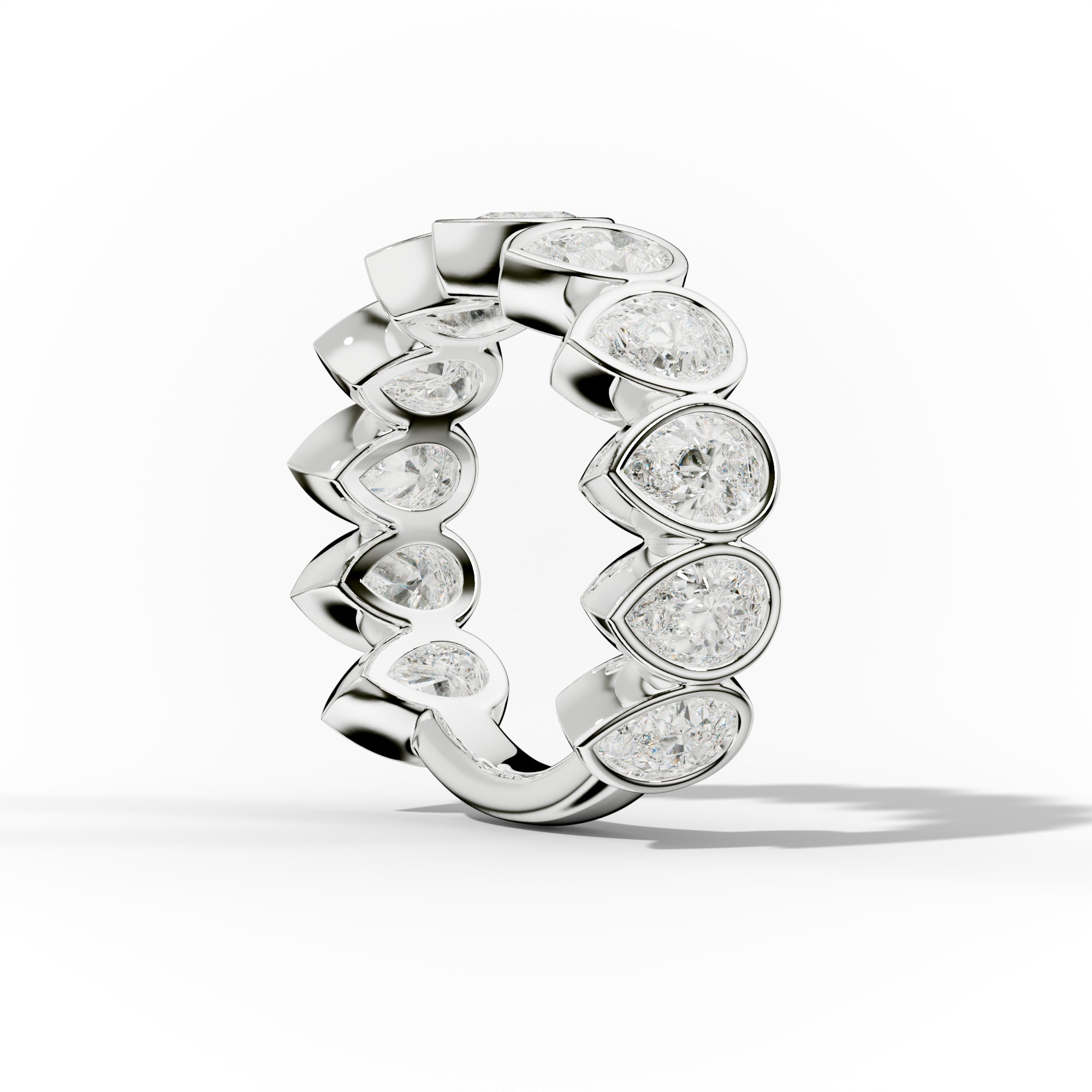 4.0 Carat Bezel Set Pear Shape Diamond Anniversary Band