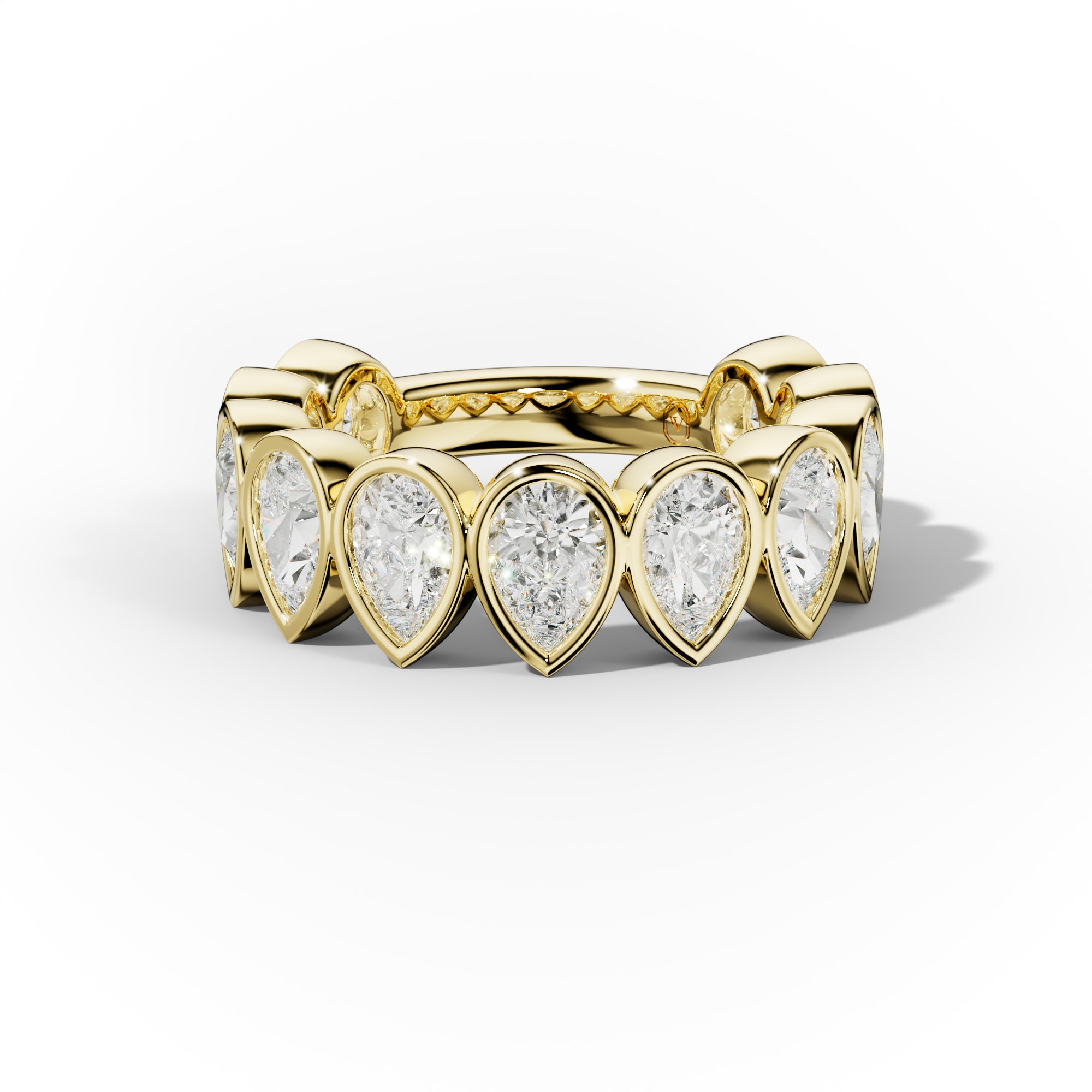 4.0 Carat Bezel Set Pear Shape Diamond Anniversary Band