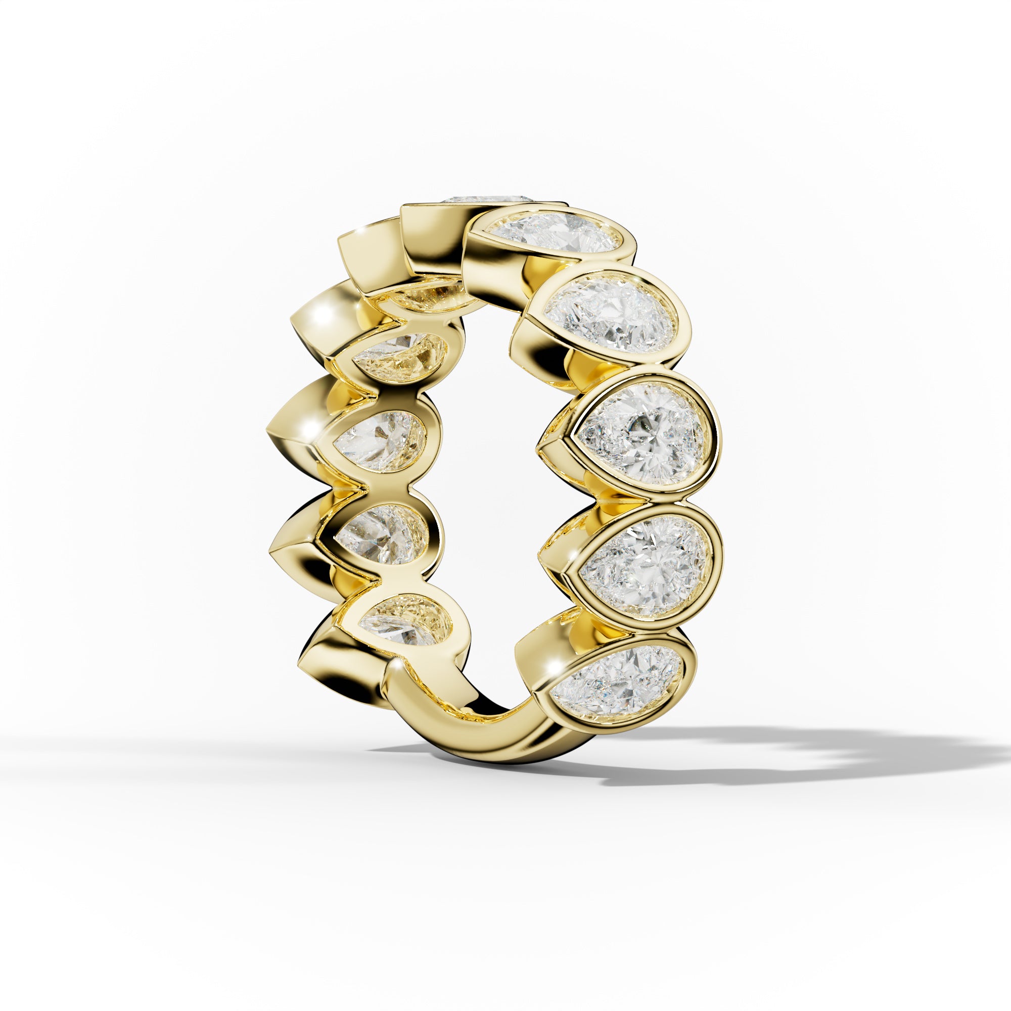 4.0 Carat Bezel Set Pear Shape Diamond Anniversary Band