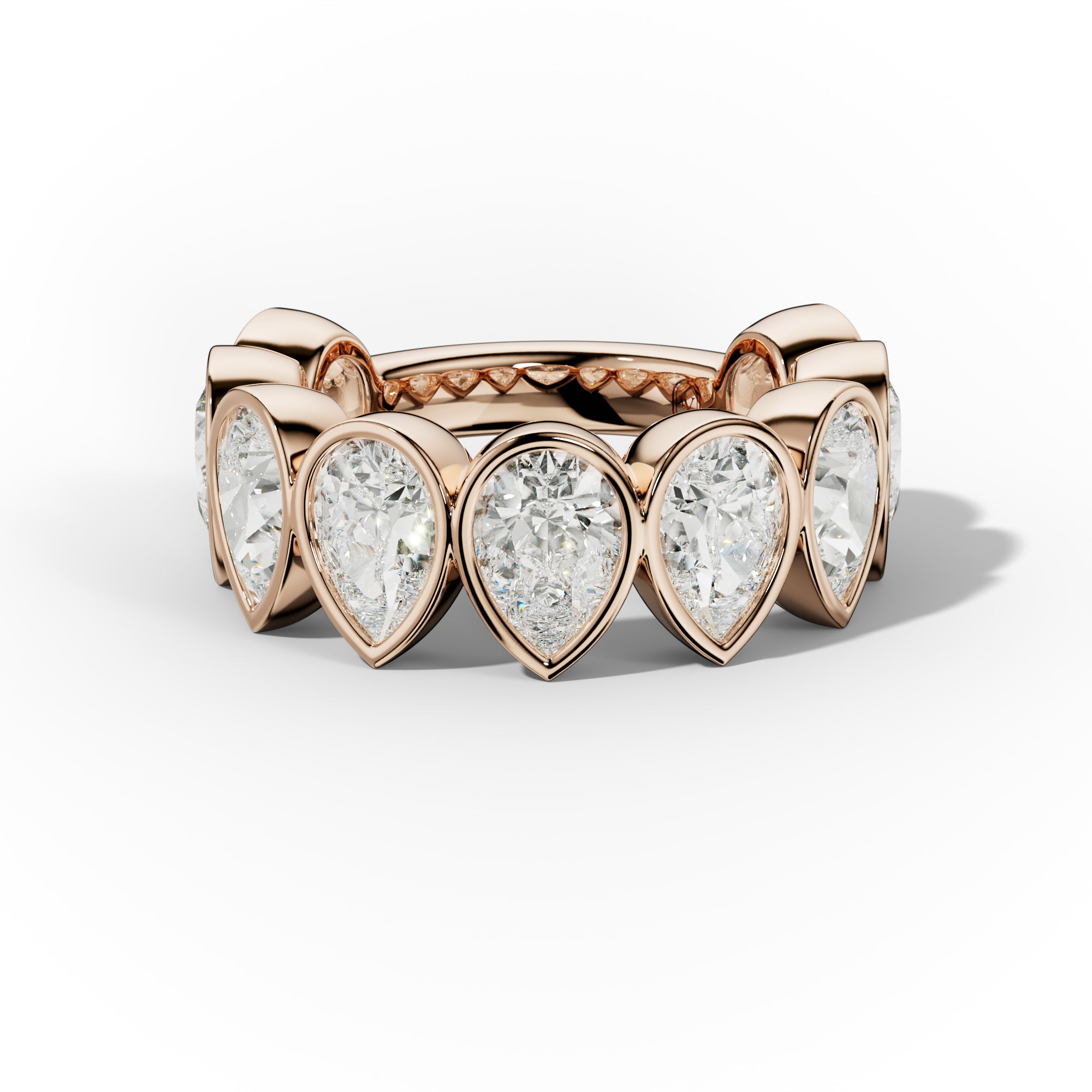 6.0 Carat Bezel Set Pear Shape Diamond Anniversary Band