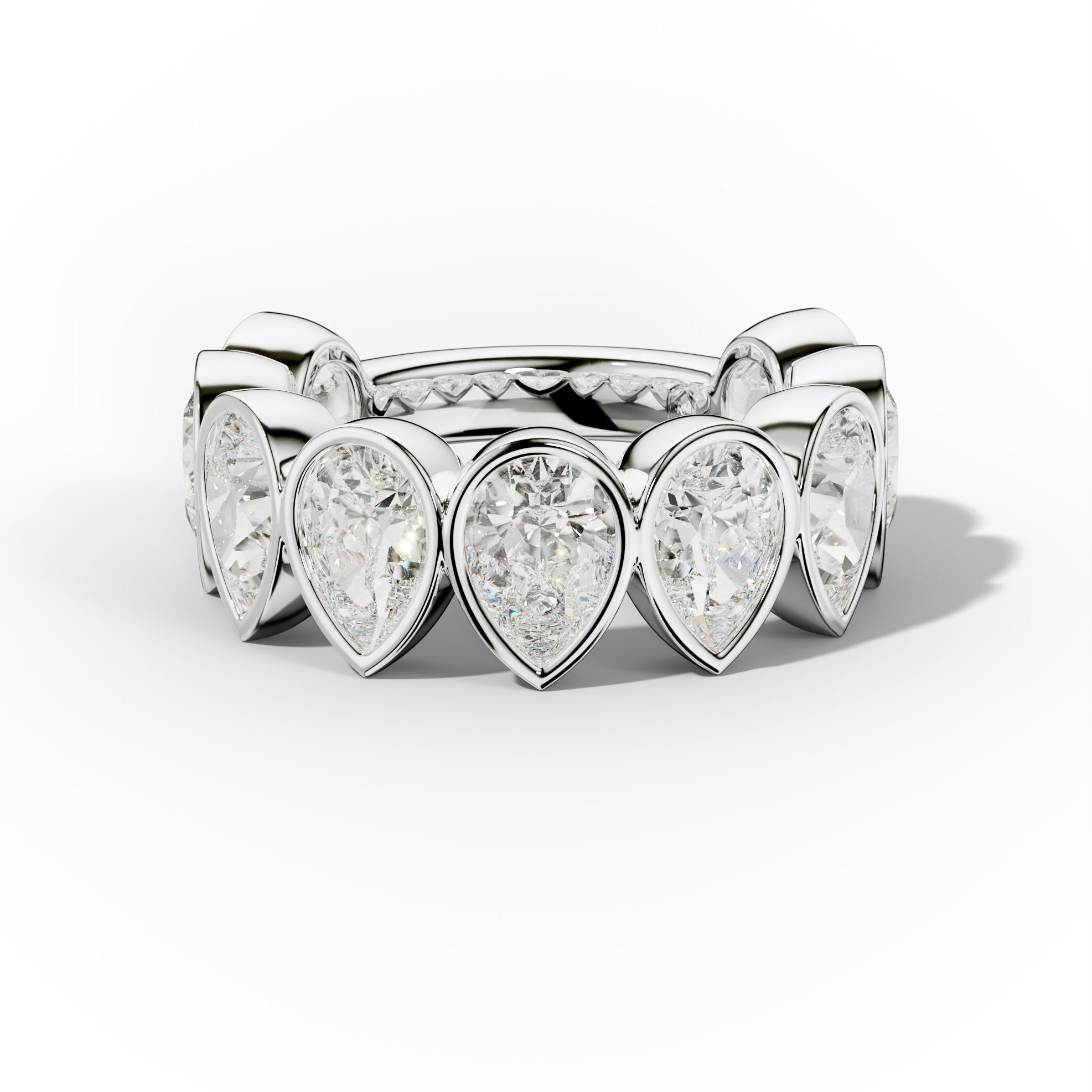 6.0 Carat Bezel Set Pear Shape Diamond Anniversary Band