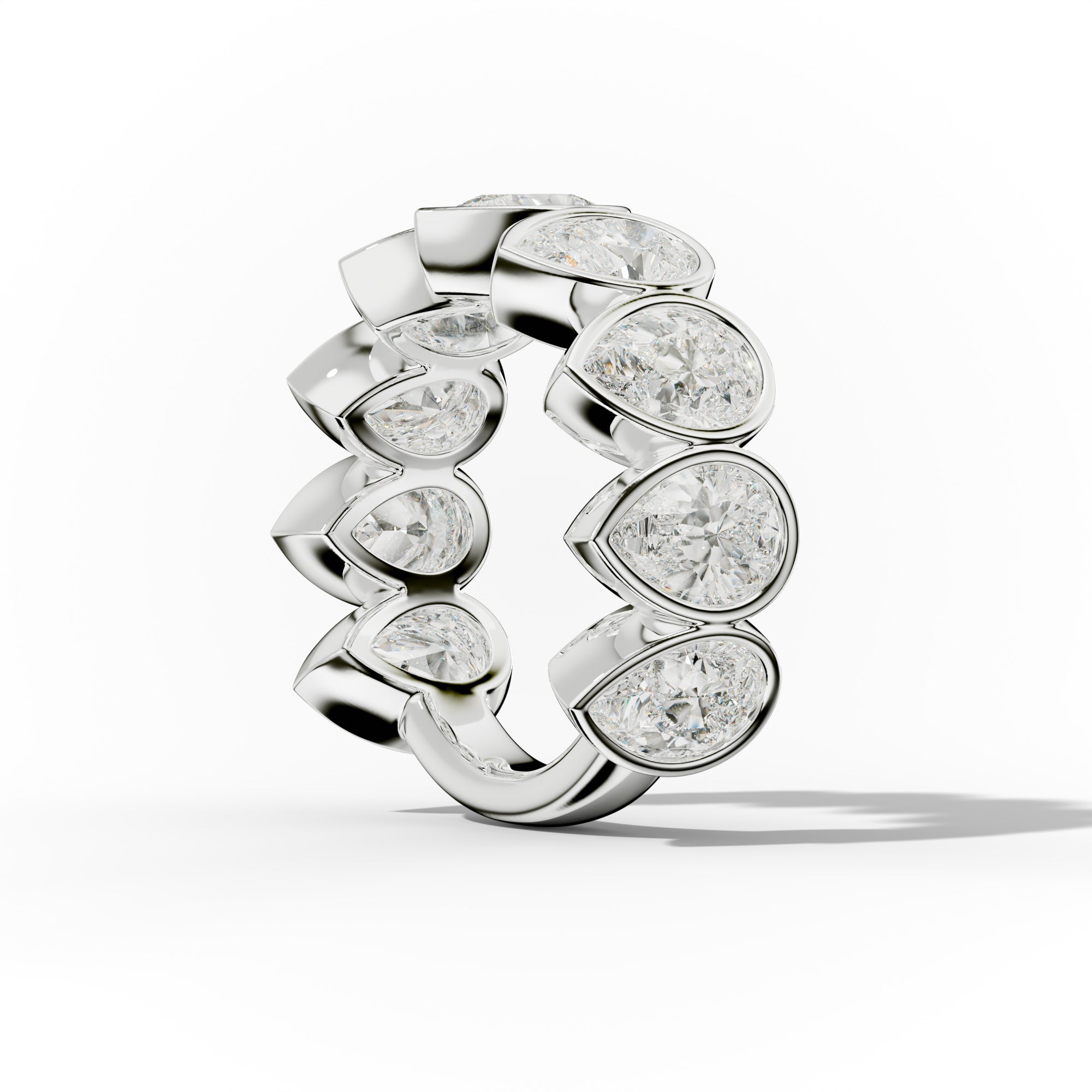 6.0 Carat Bezel Set Pear Shape Diamond Anniversary Band