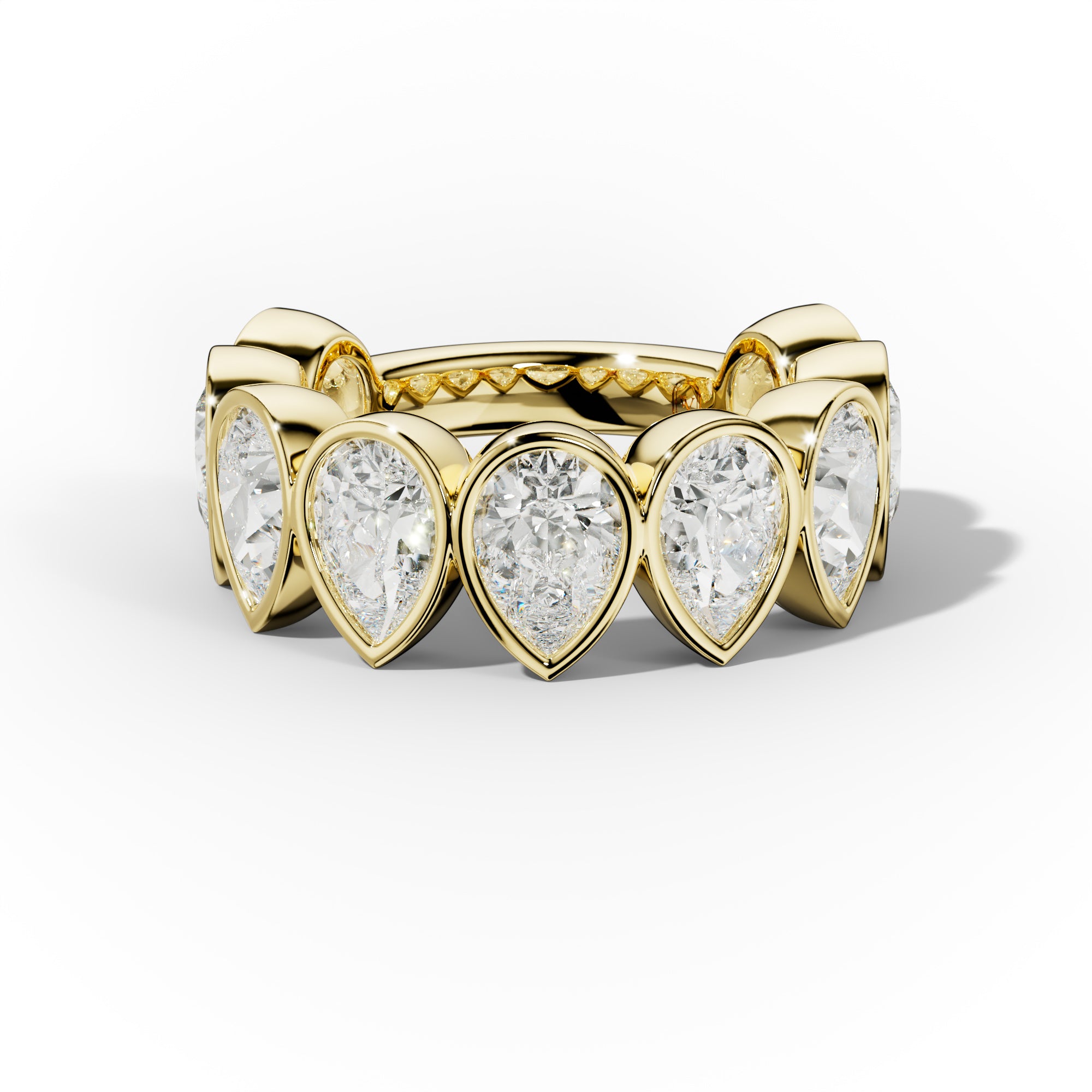 6.0 Carat Bezel Set Pear Shape Diamond Anniversary Band