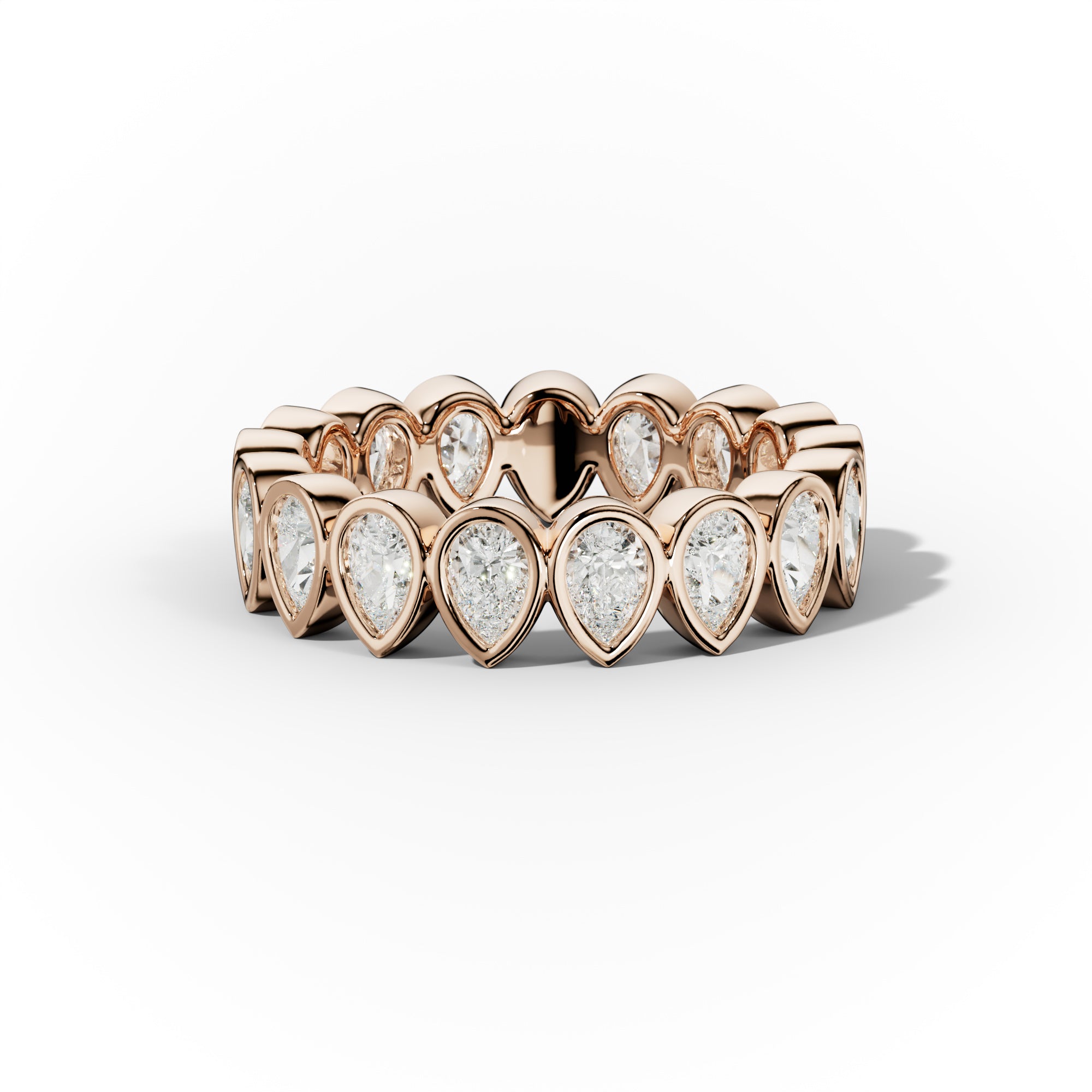 2.0 Carat Bezel Set Pear Cut Diamond Eternity Band