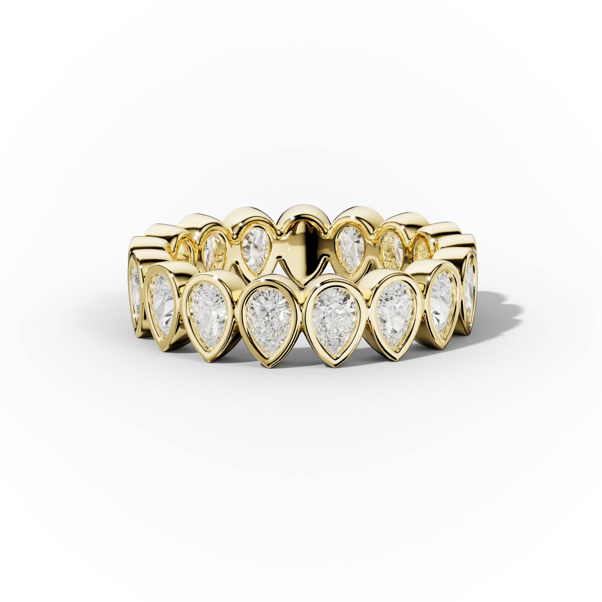 2.0 Carat Bezel Set Pear Cut Diamond Eternity Band