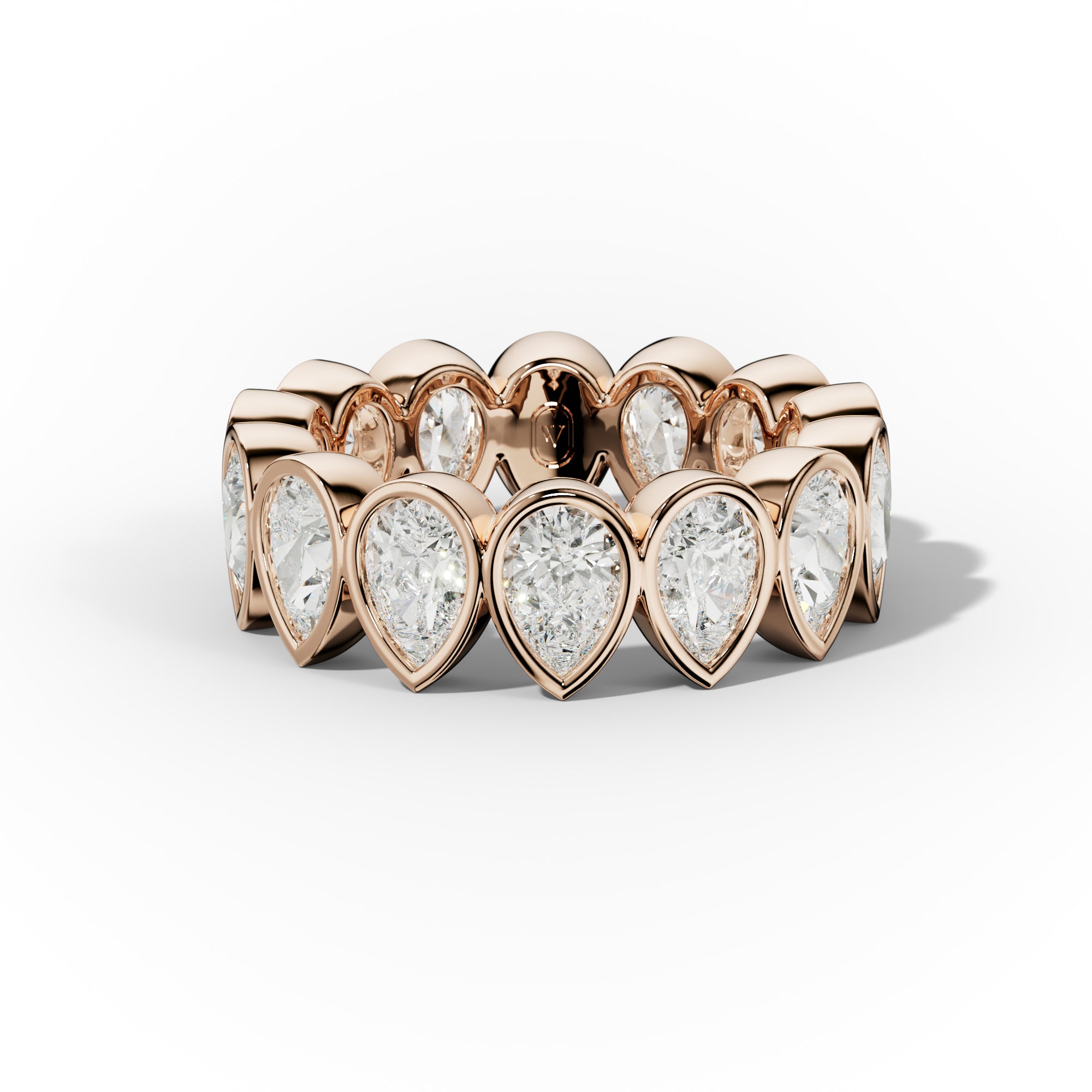 5.0 Carat Bezel Set Pear Cut Diamond Eternity Band