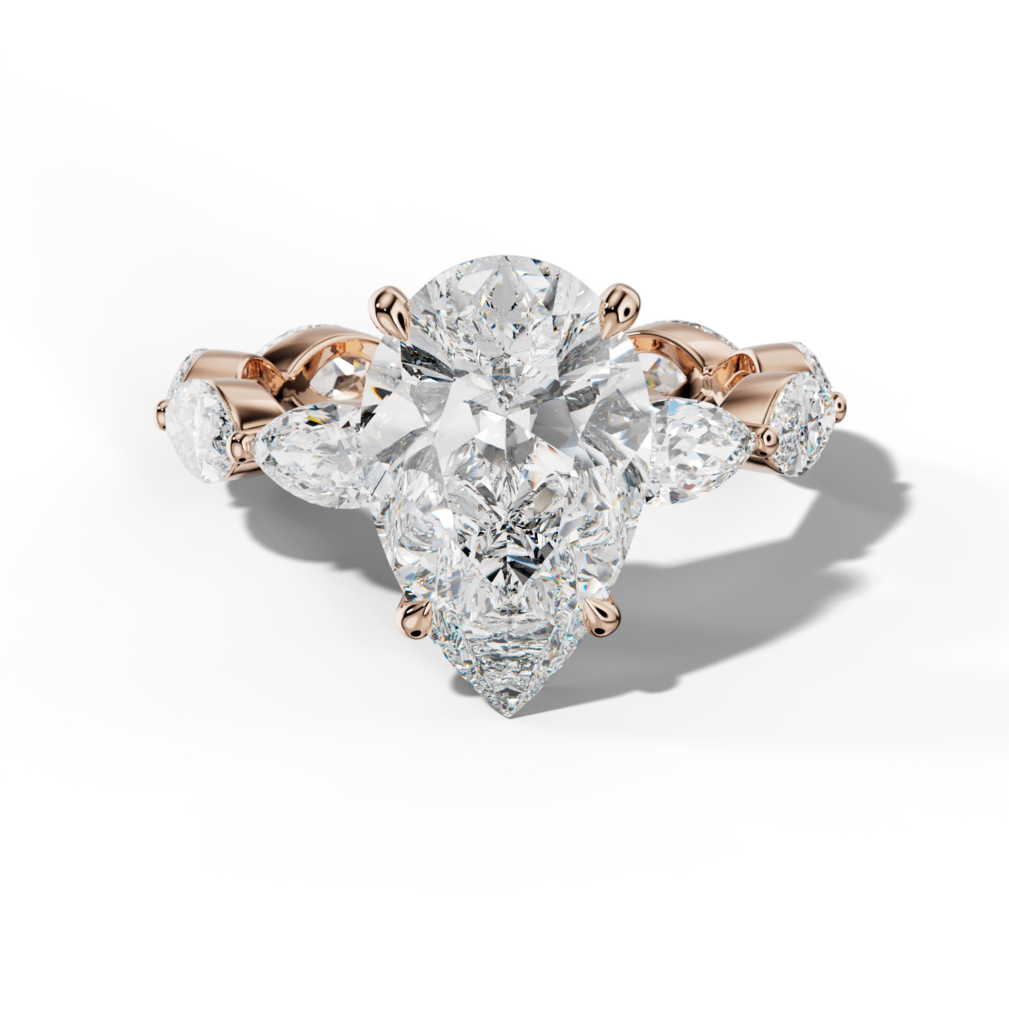 Maria Pear Shape Engagement Ring With East West Marquise Side Stones