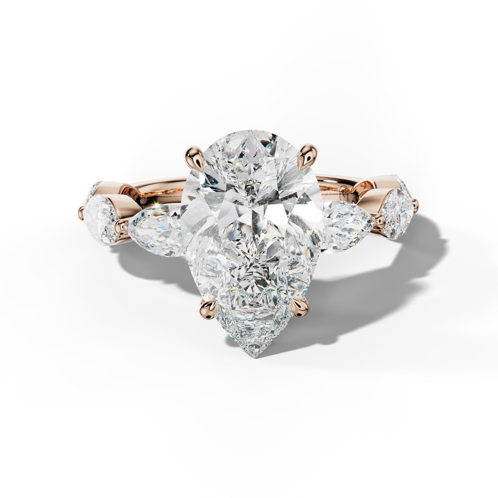 Diana Pear Shape Engagement Ring With East West Marquise Side Stones