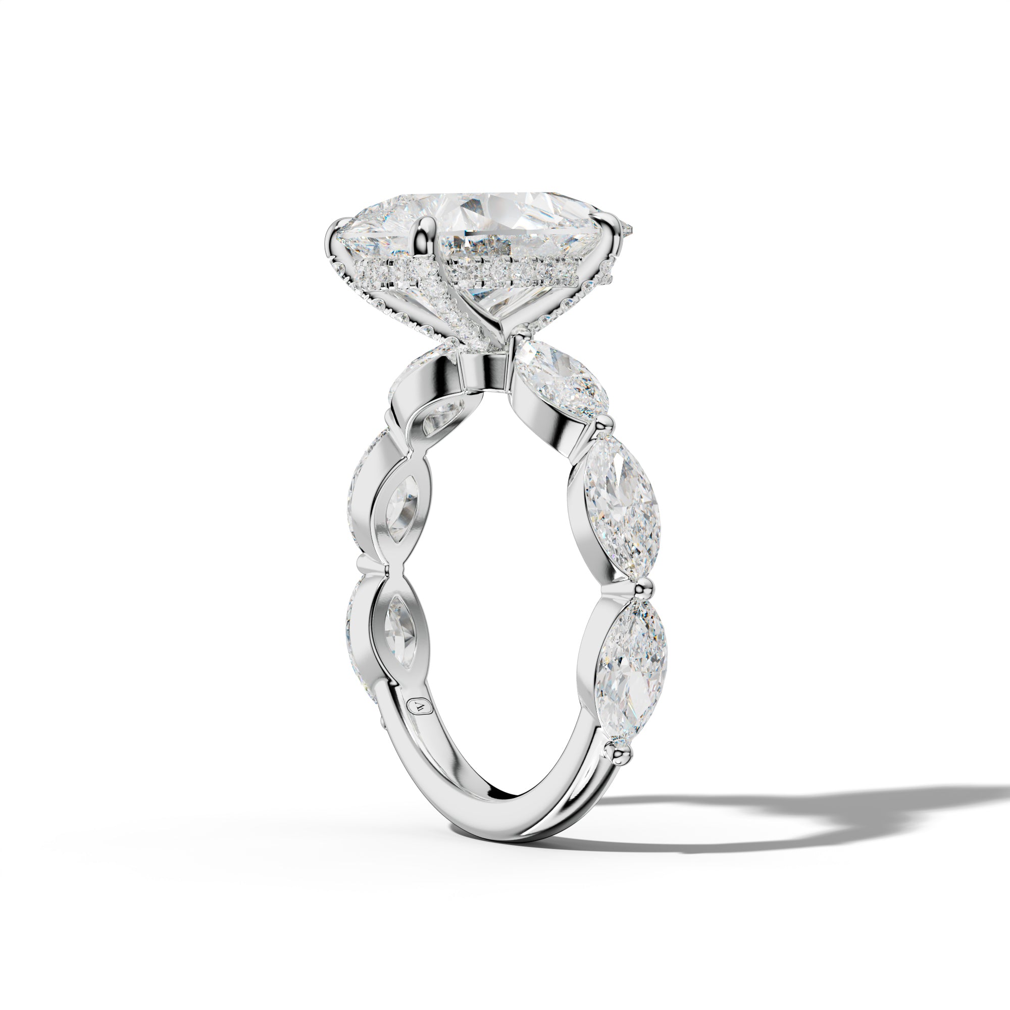 Diana Pear Shape Engagement Ring With East West Marquise Side Stones
