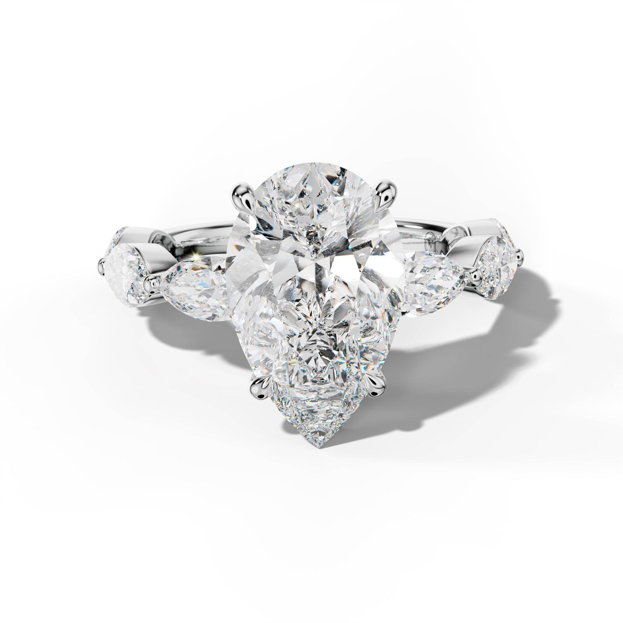 Diana Pear Shape Engagement Ring With East West Marquise Side Stones