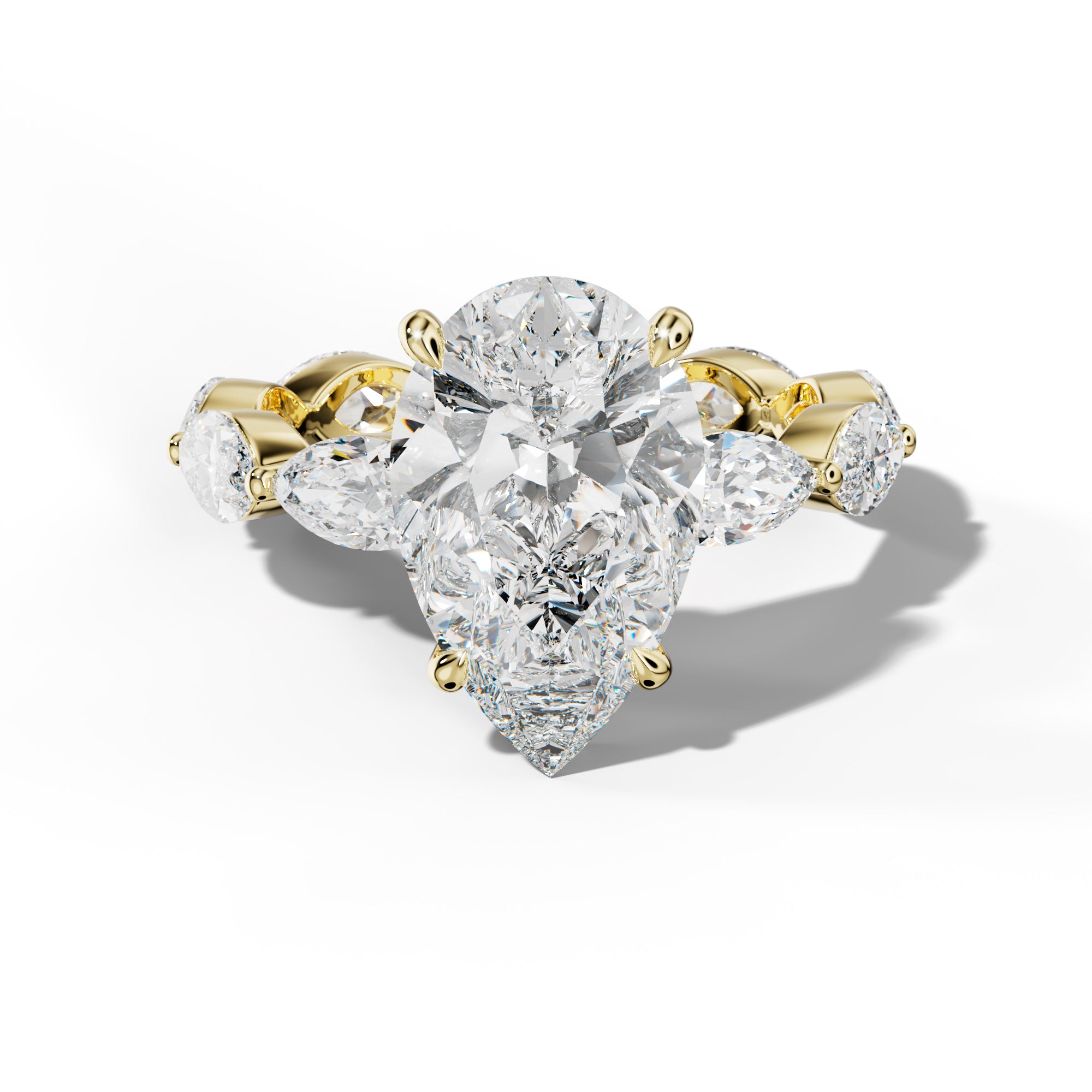 Maria Pear Shape Engagement Ring With East West Marquise Side Stones