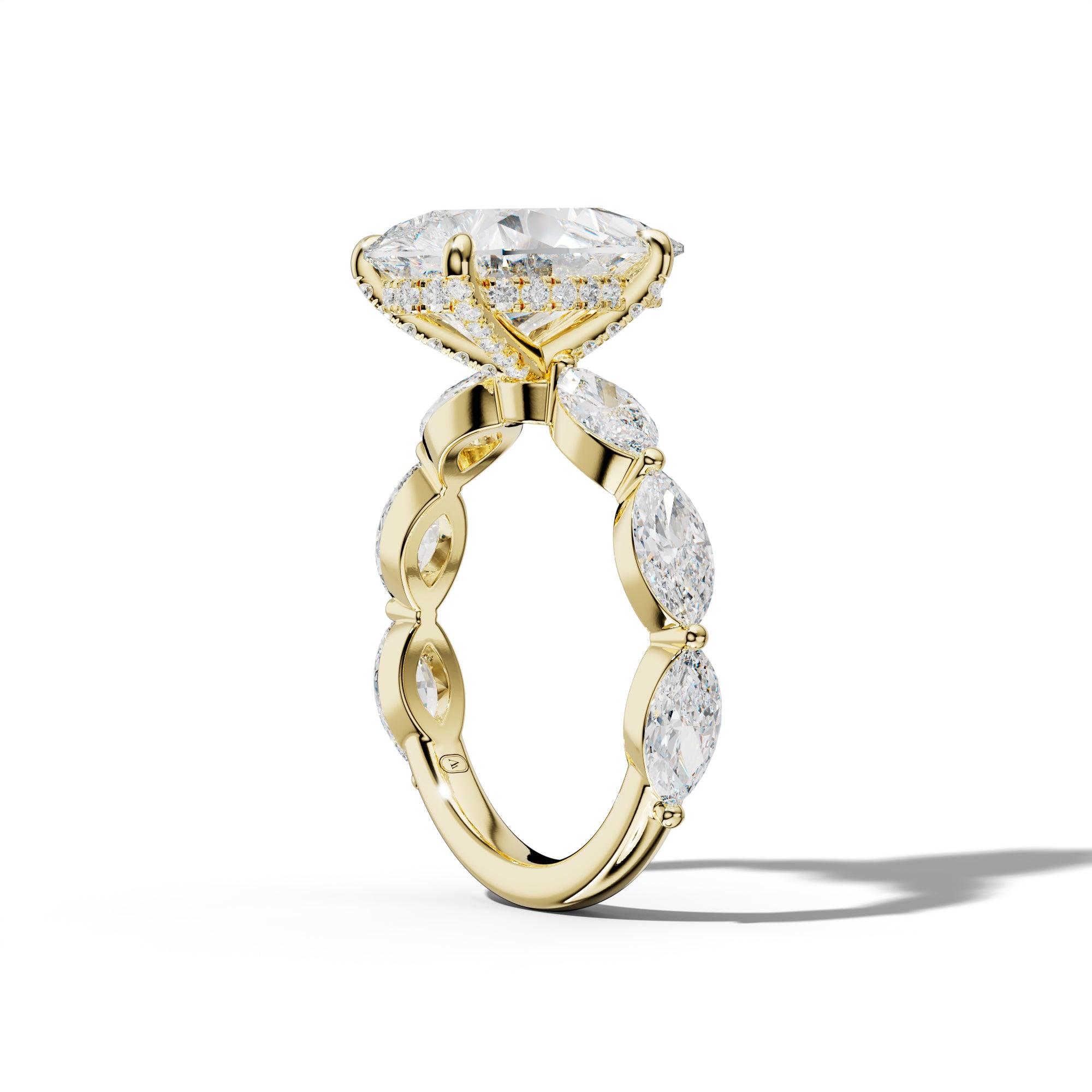 Diana Pear Shape Engagement Ring With East West Marquise Side Stones