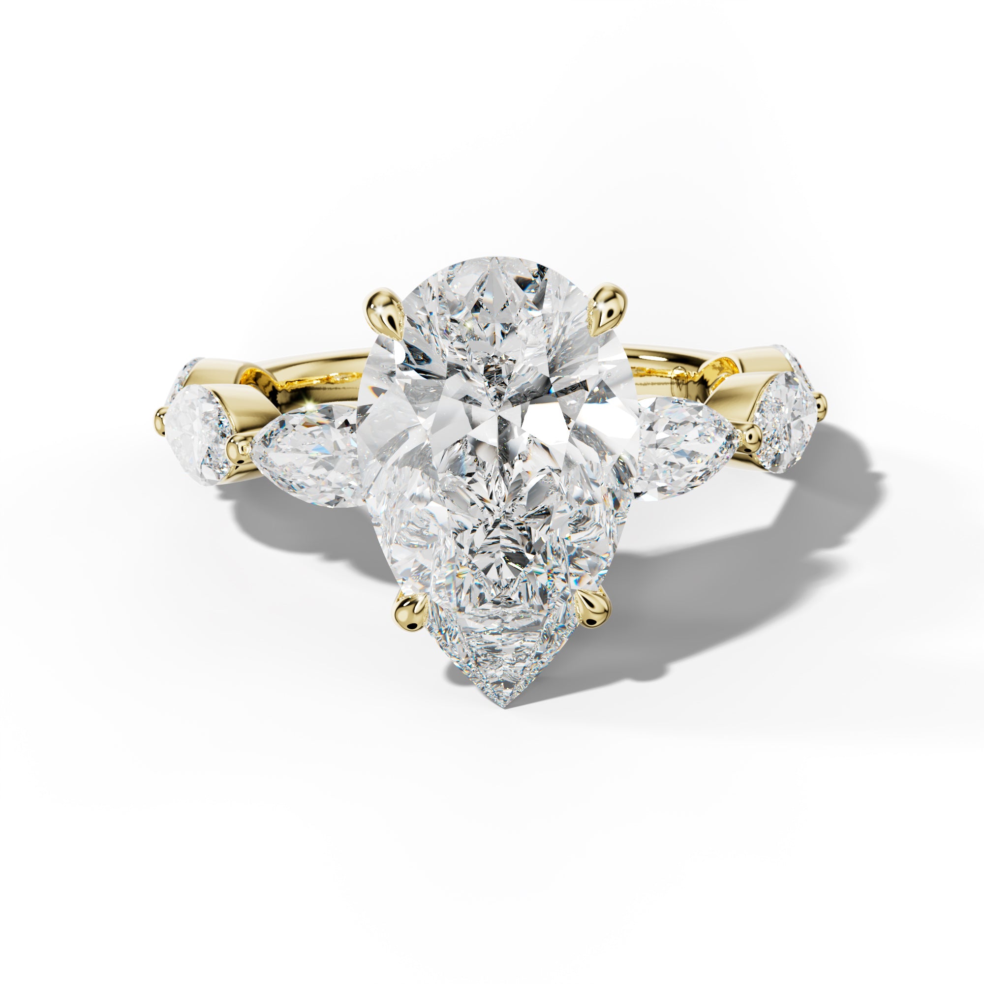 Diana Pear Shape Engagement Ring With East West Marquise Side Stones