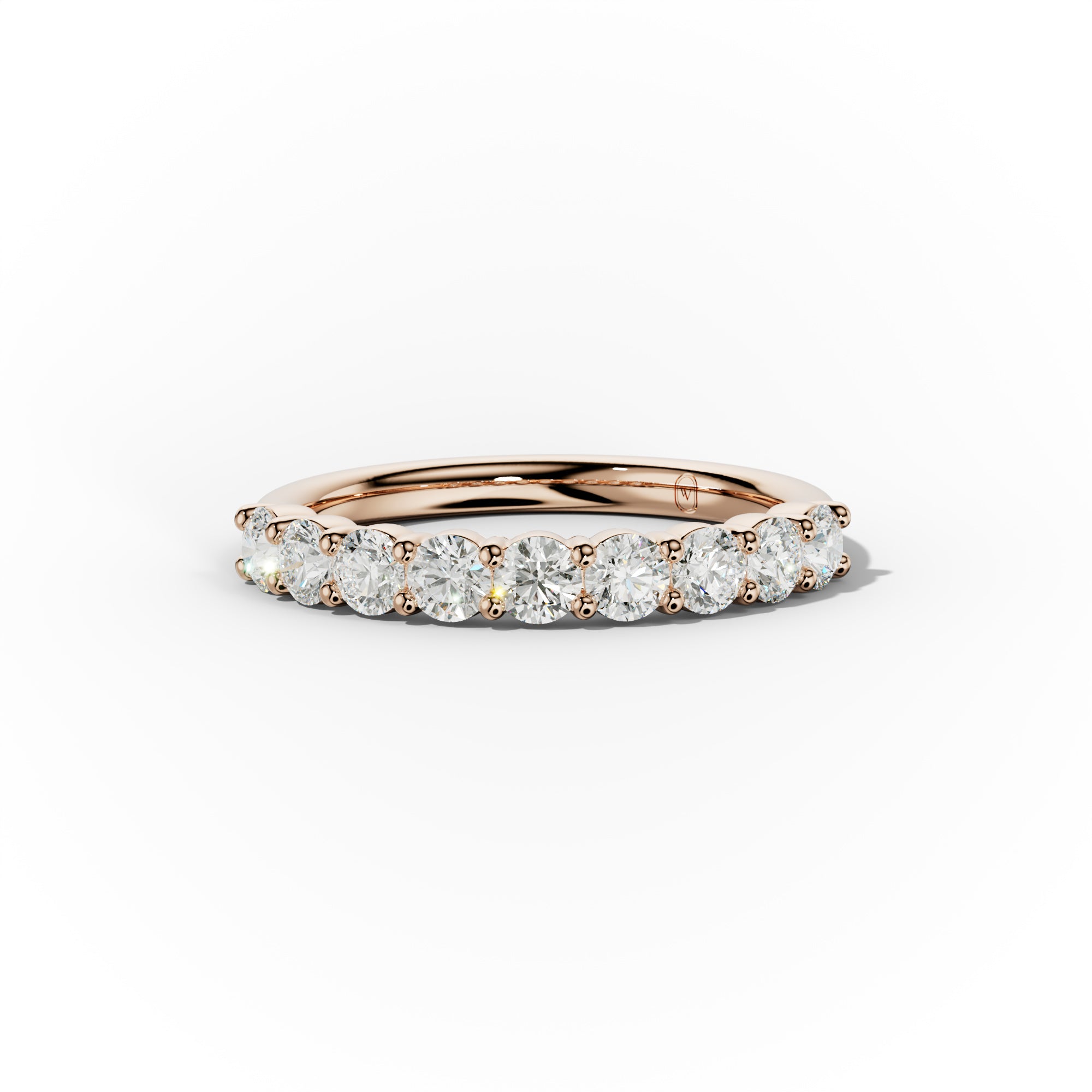 3/4 Carat Round Cut Diamond Classic Half Eternity Band Shared Prong