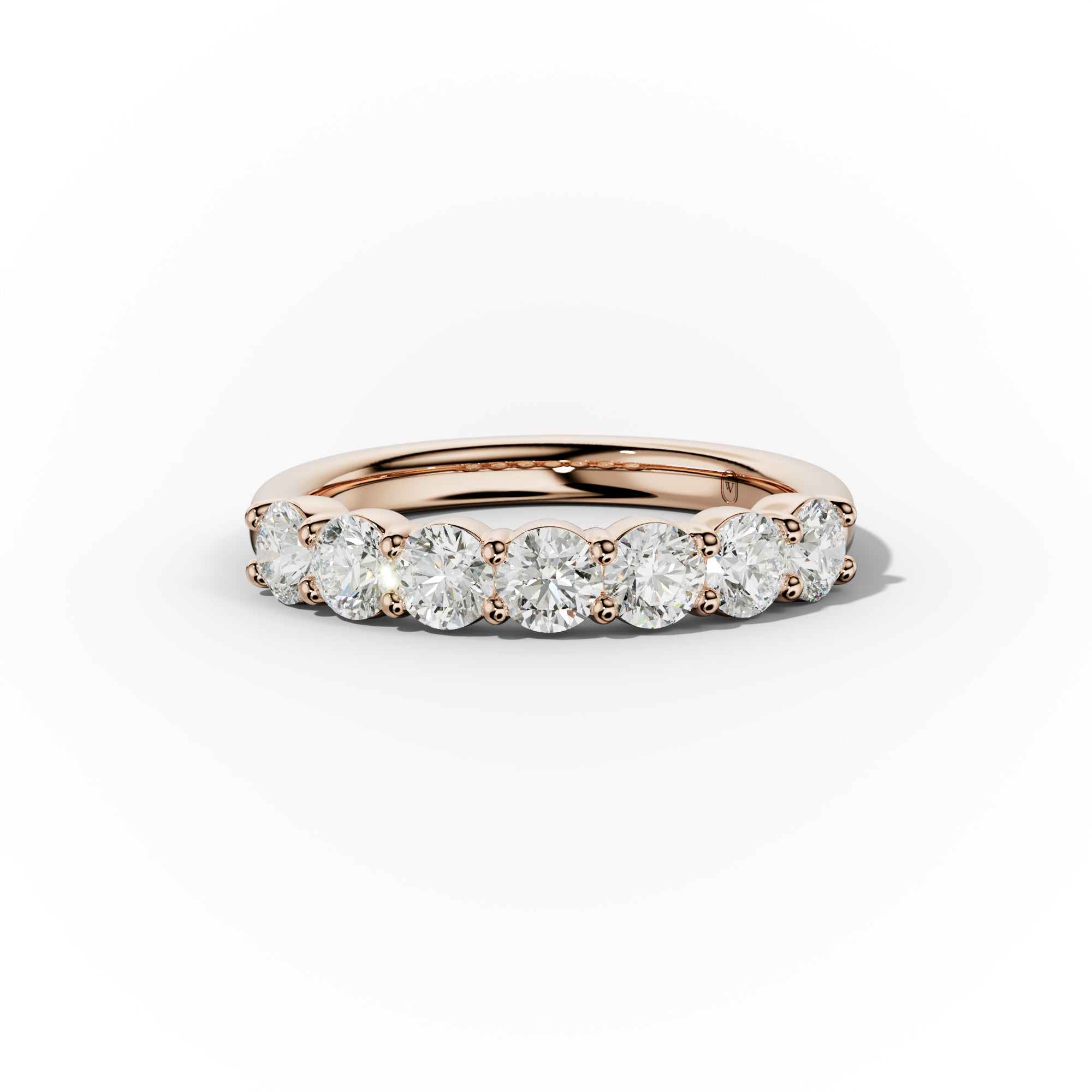 1.0 Carat Round Cut Diamond Classic Half Eternity Band Shared Prong