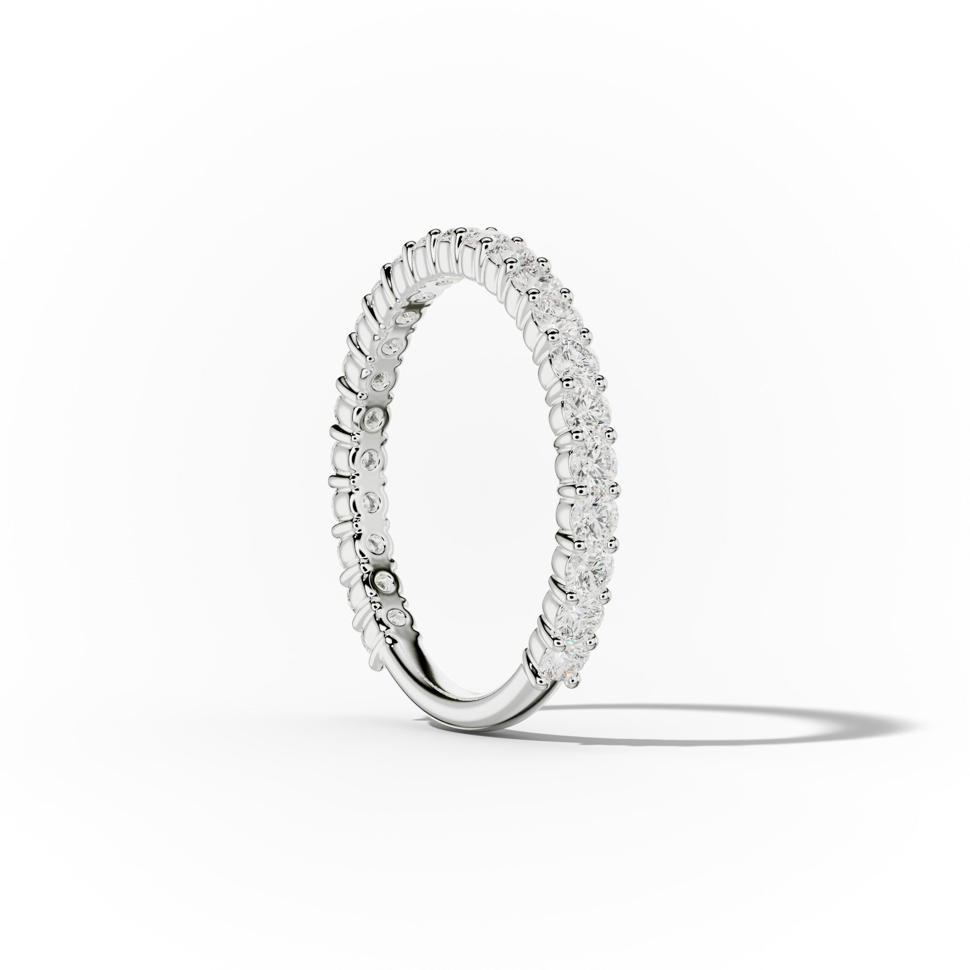 1.0 Carat Round Cut Diamond Classic 3/4 Eternity Band Shared Prong