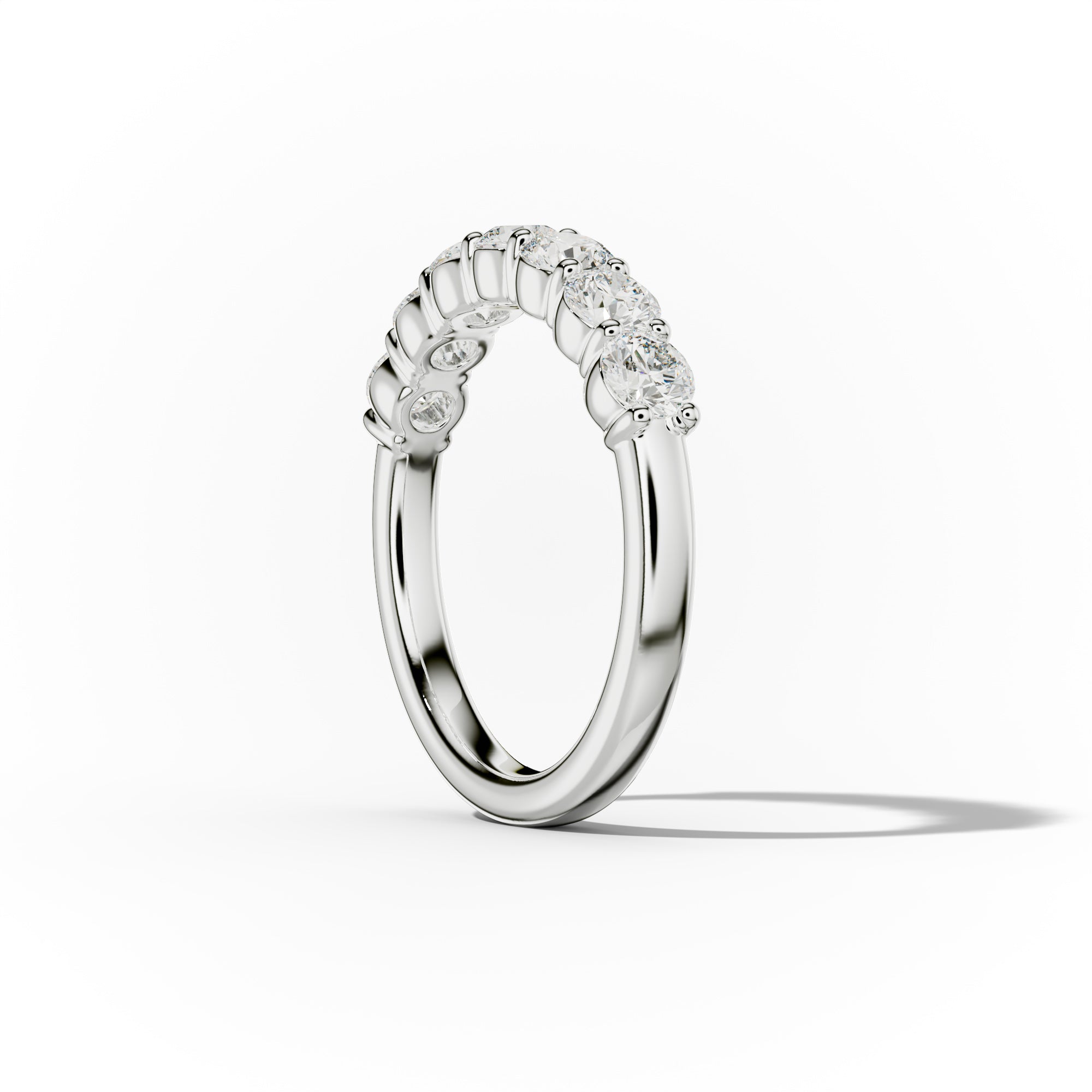 1.0 Carat Round Cut Diamond Classic Half Eternity Band Shared Prong