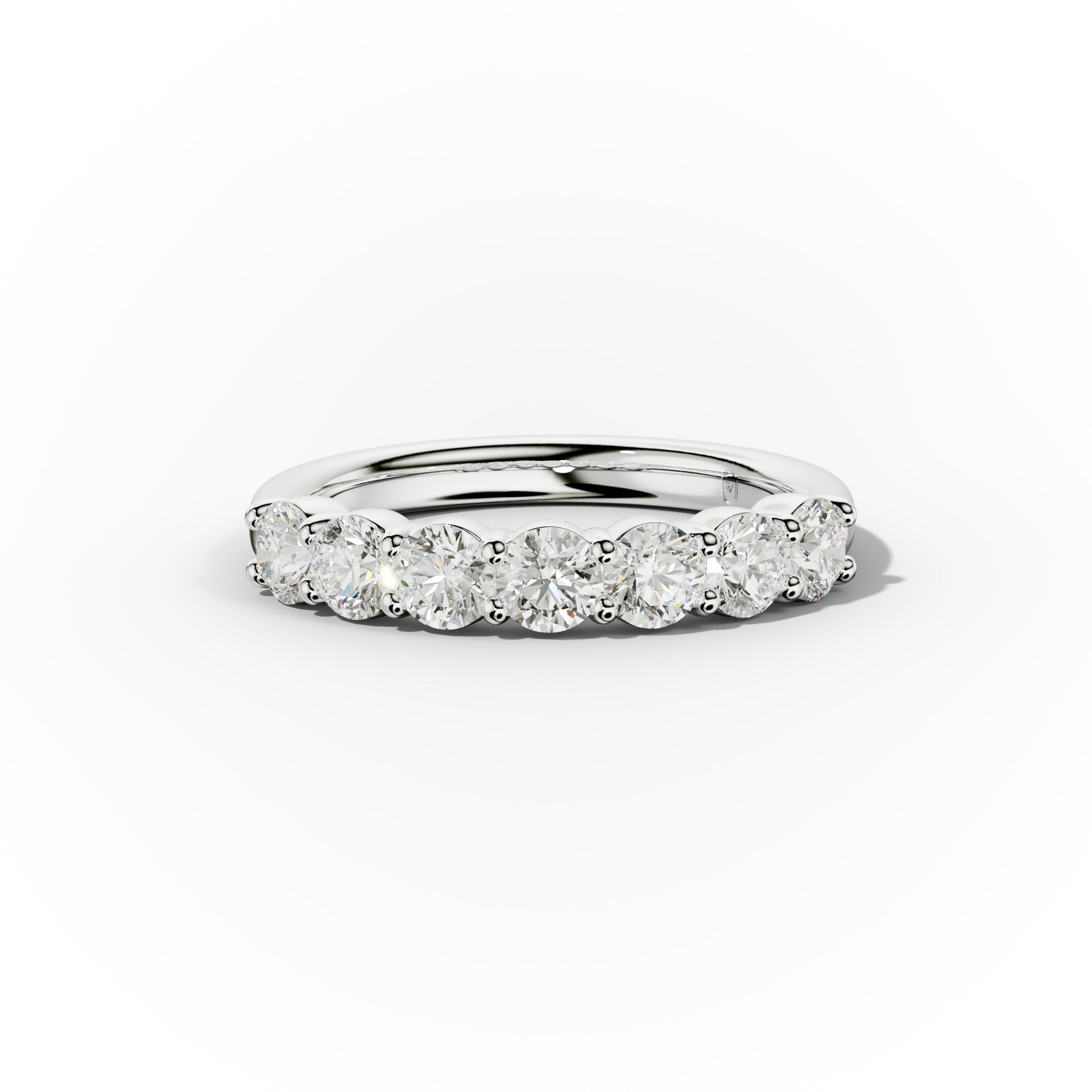 1.0 Carat Round Cut Diamond Classic Half Eternity Band Shared Prong