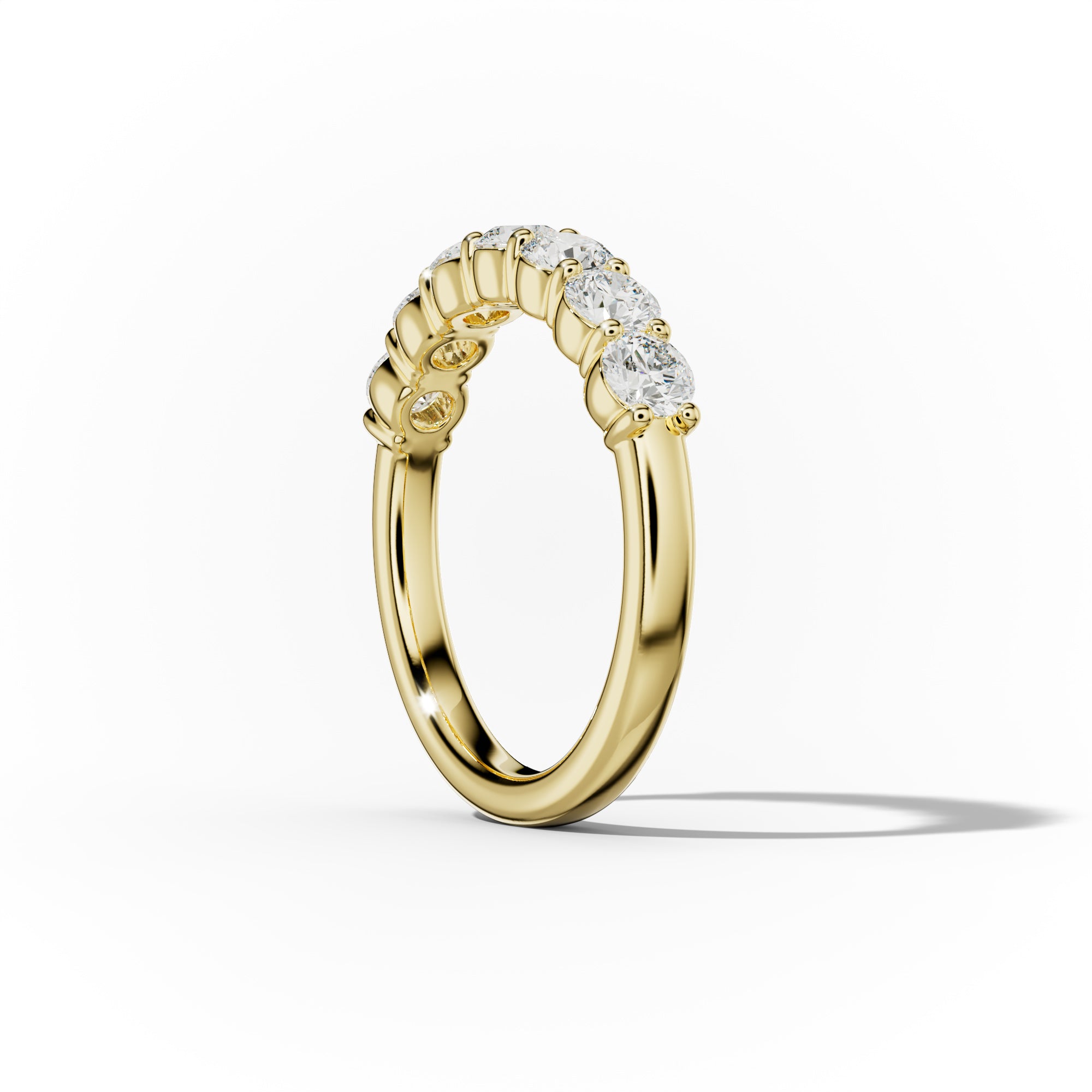 1.0 Carat Round Cut Diamond Classic Half Eternity Band Shared Prong