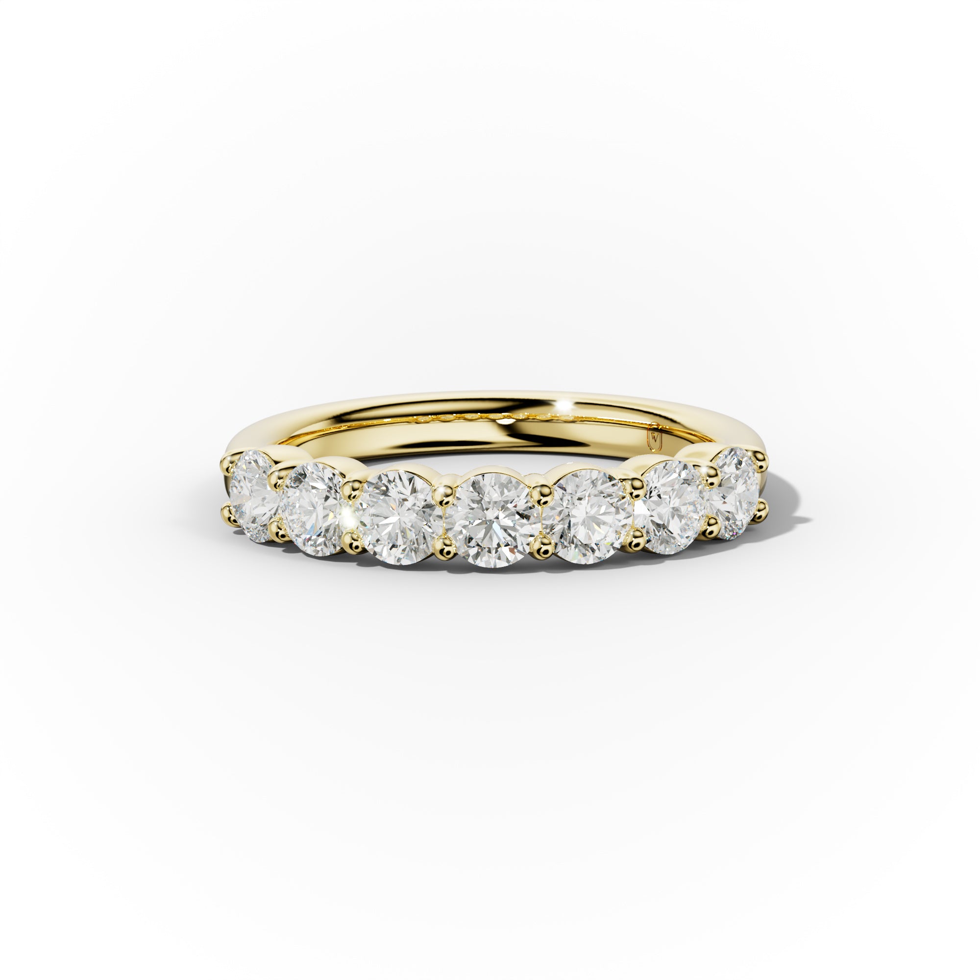 1.0 Carat Round Cut Diamond Classic Half Eternity Band Shared Prong