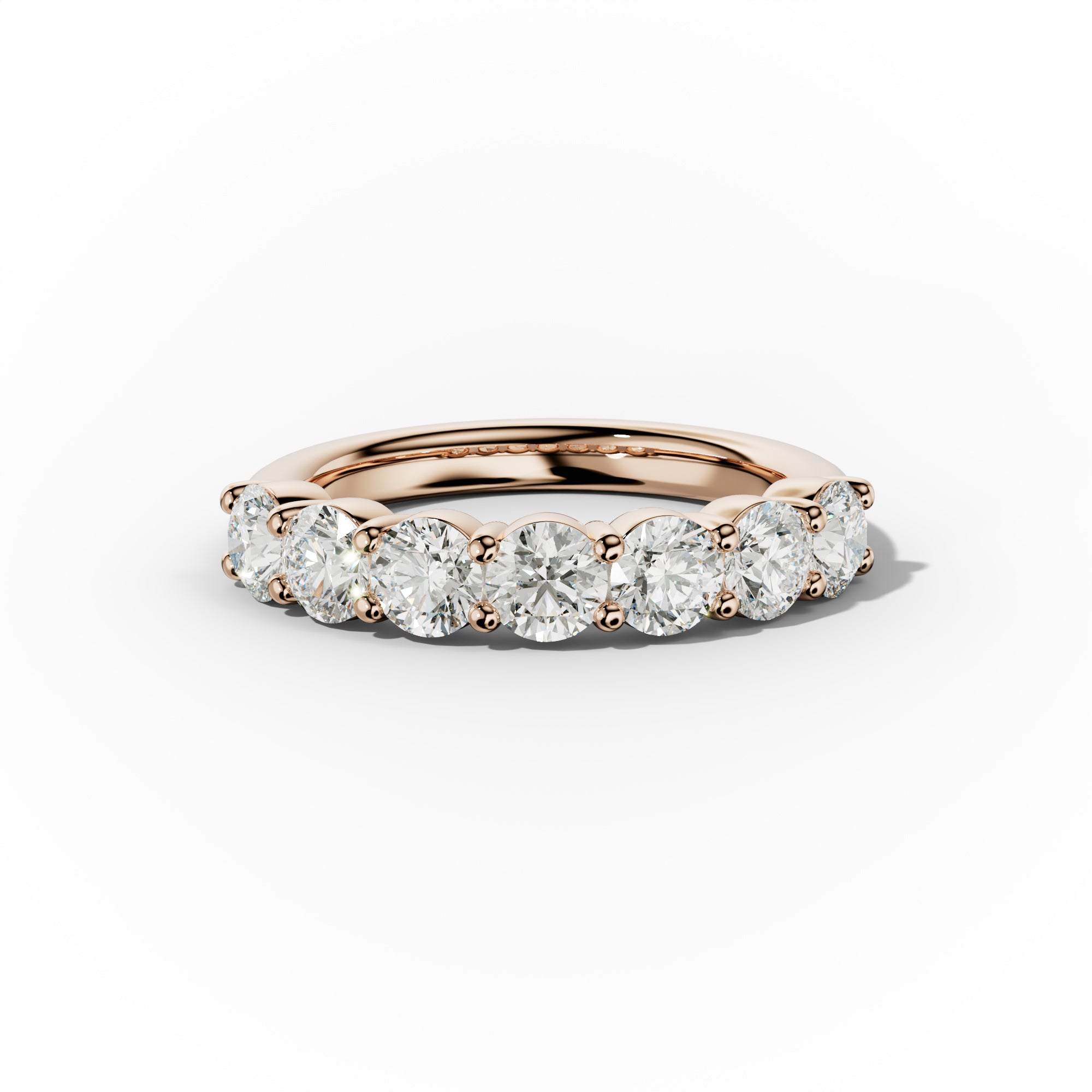 2.0 Carat Round Cut Diamond Classic Half Eternity Band Shared Prong