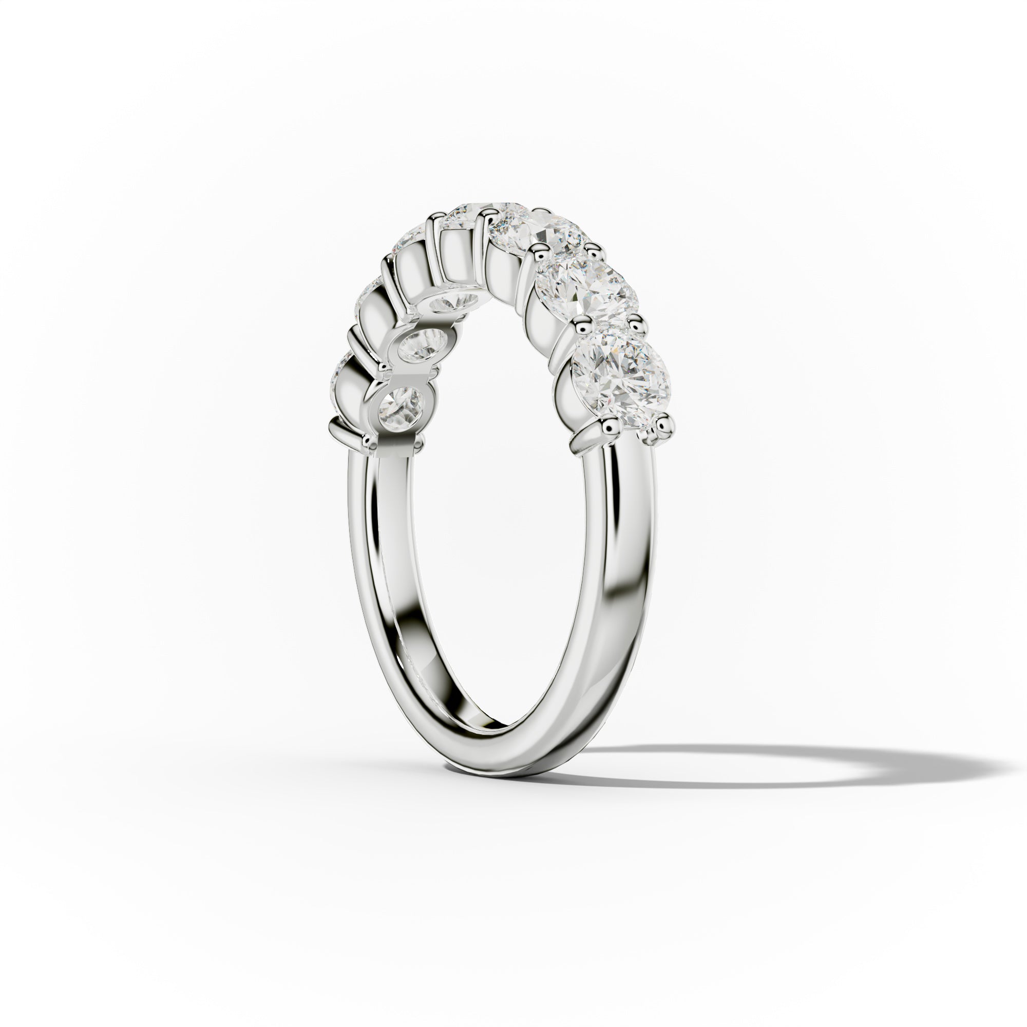 2.0 Carat Round Cut Diamond Classic Half Eternity Band Shared Prong