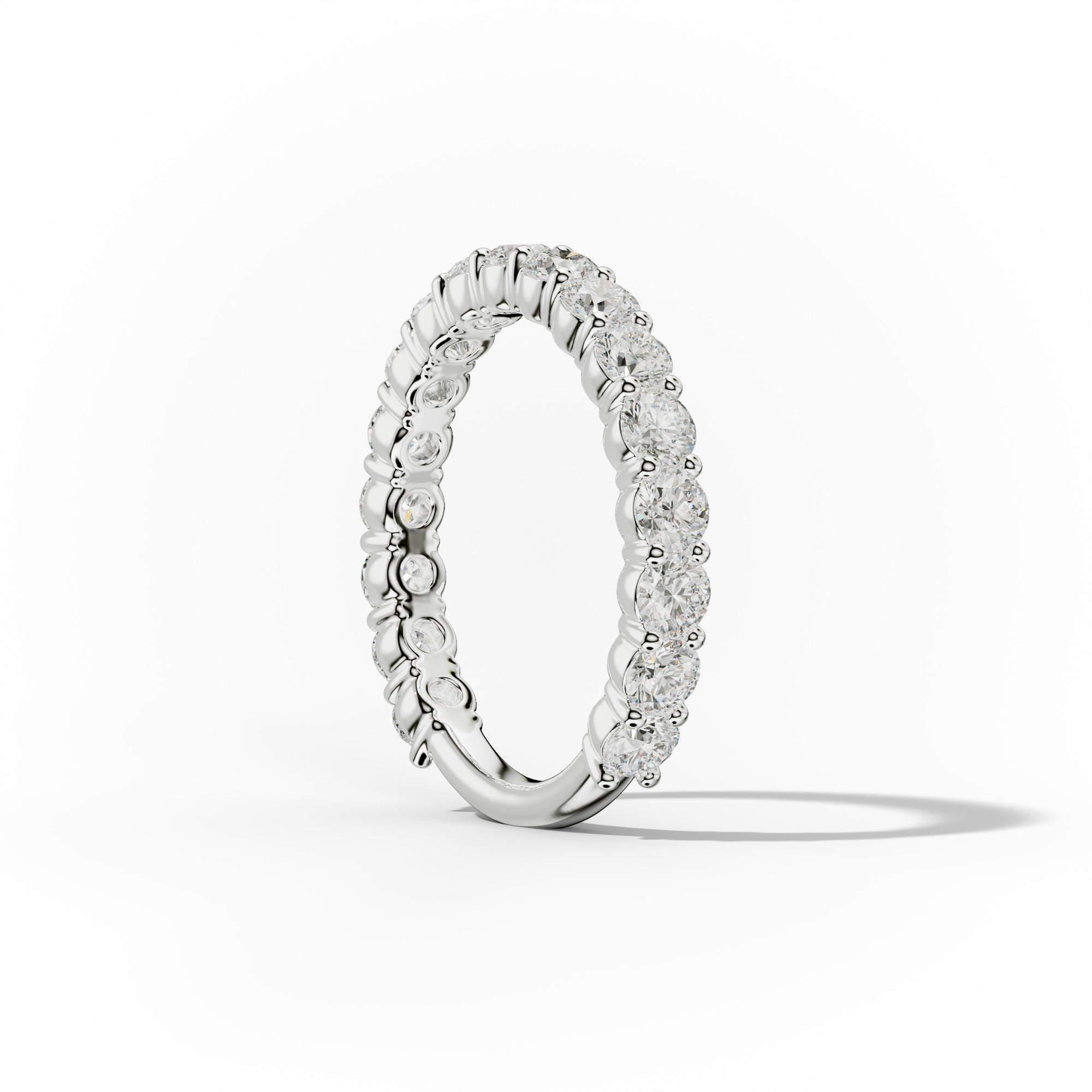 2.0 Carat Round Cut Diamond Classic 3/4 Eternity Band Shared Prong