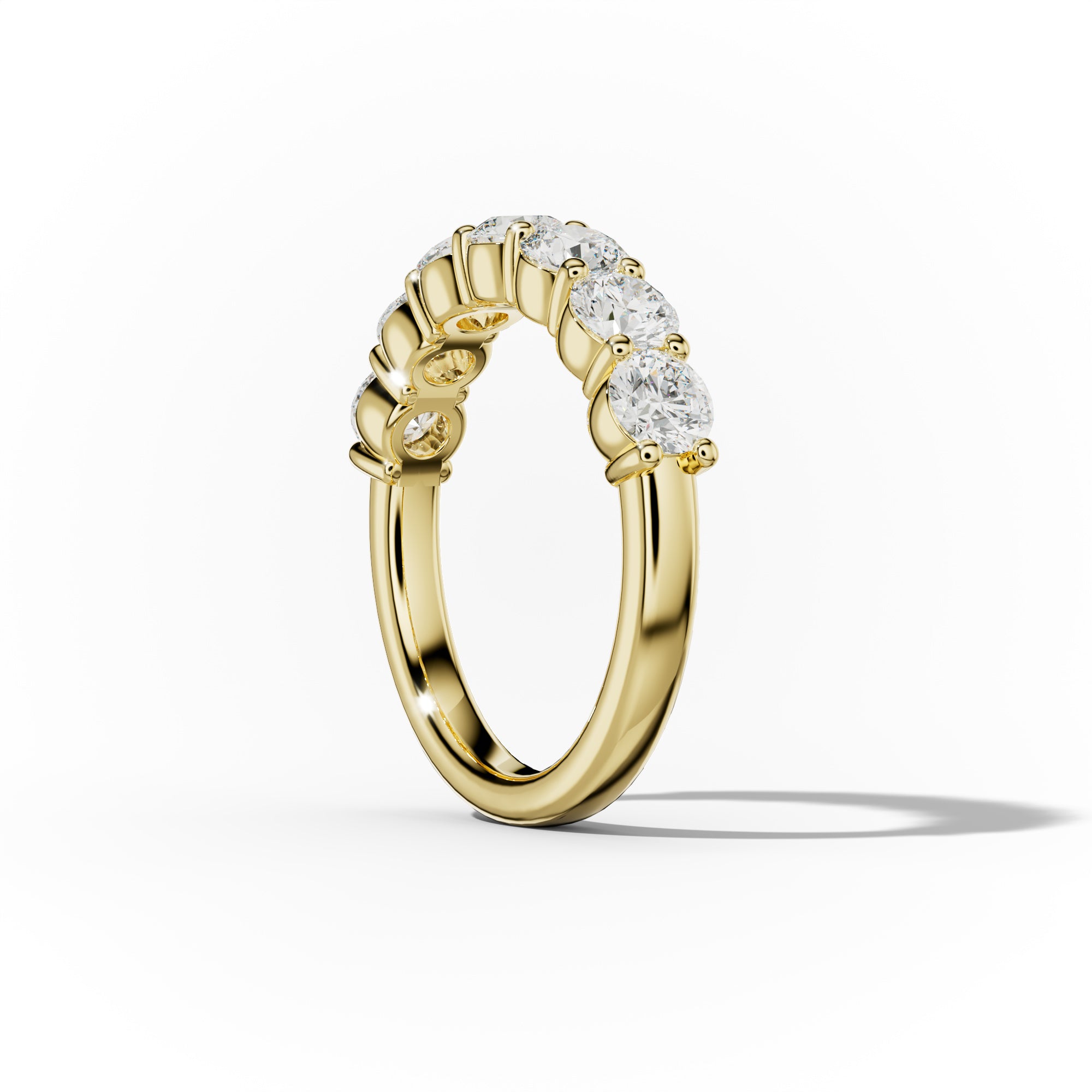 2.0 Carat Round Cut Diamond Classic Half Eternity Band Shared Prong