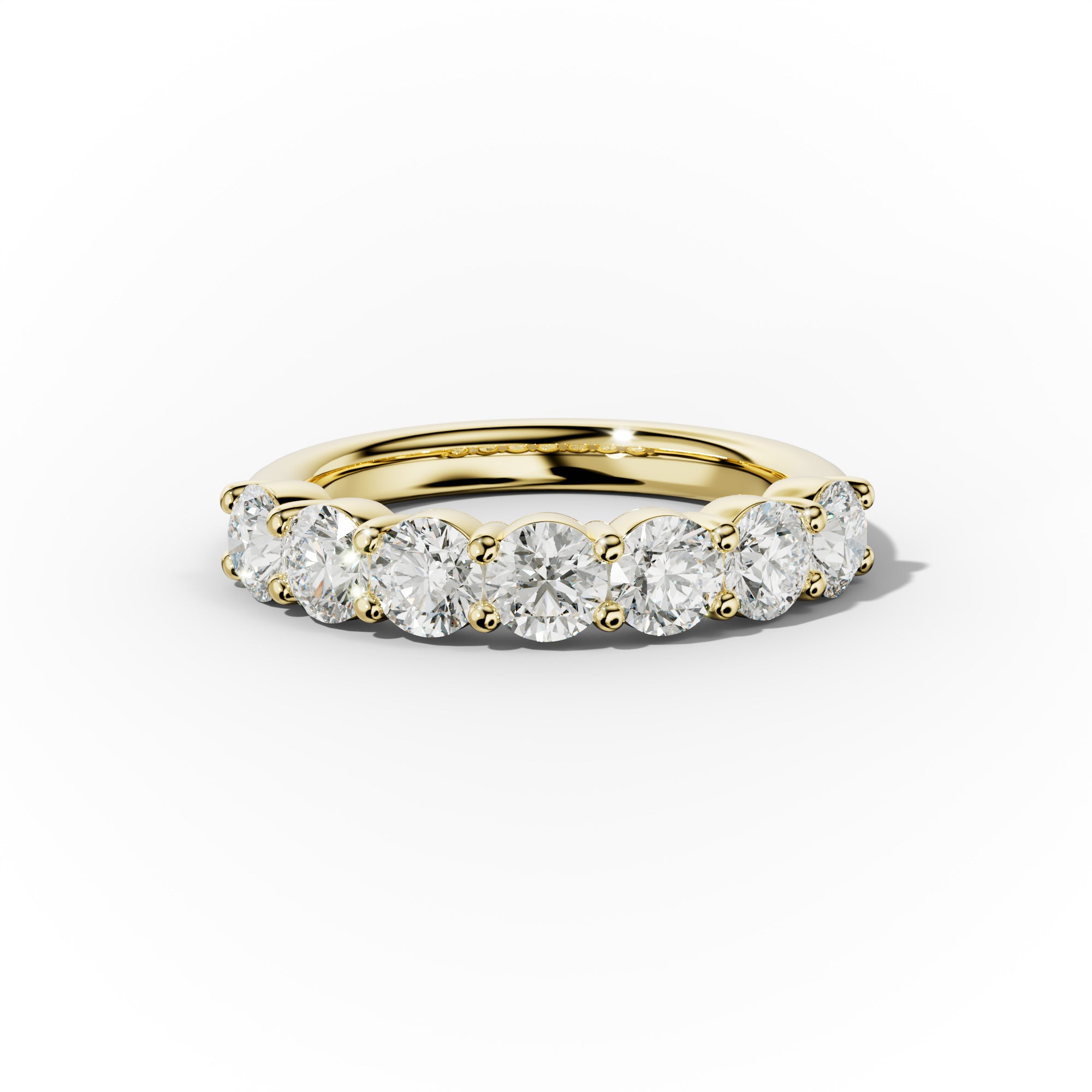 2.0 Carat Round Cut Diamond Classic Half Eternity Band Shared Prong
