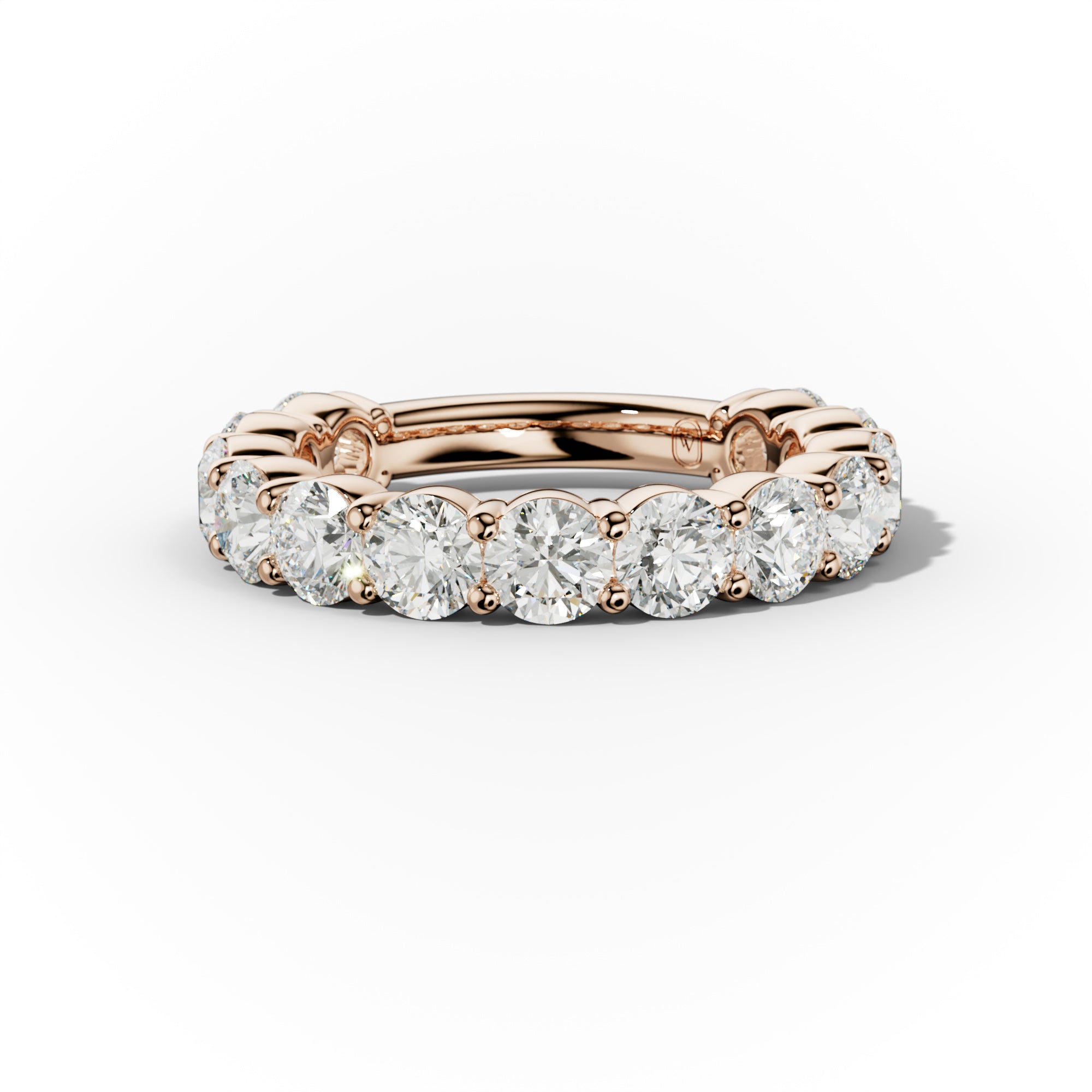 3.0 Carat Round Cut Diamond Classic 3/4 Eternity Band Shared Prong