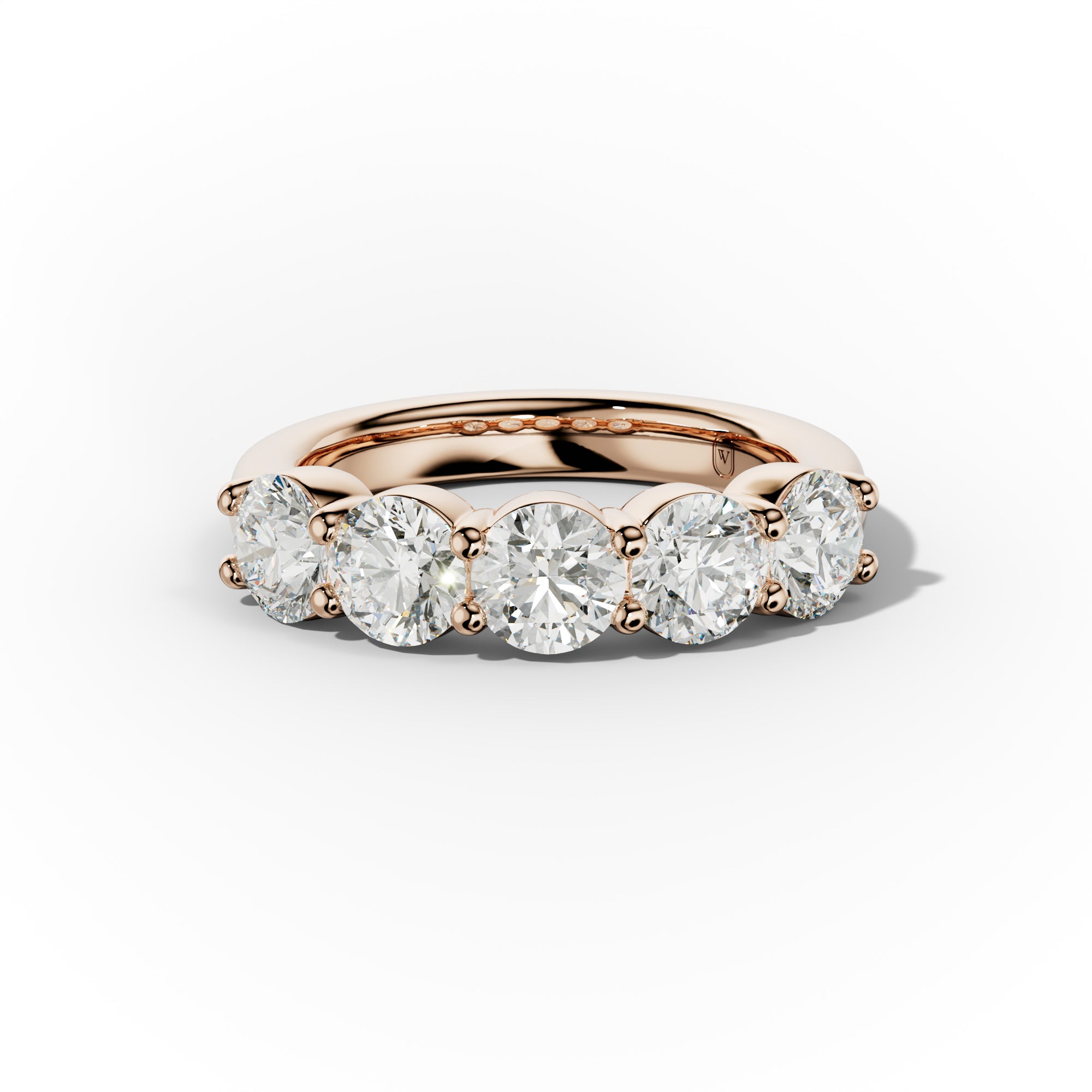 3.0 Carat Round Cut Diamond Classic Half Eternity Band Shared Prong