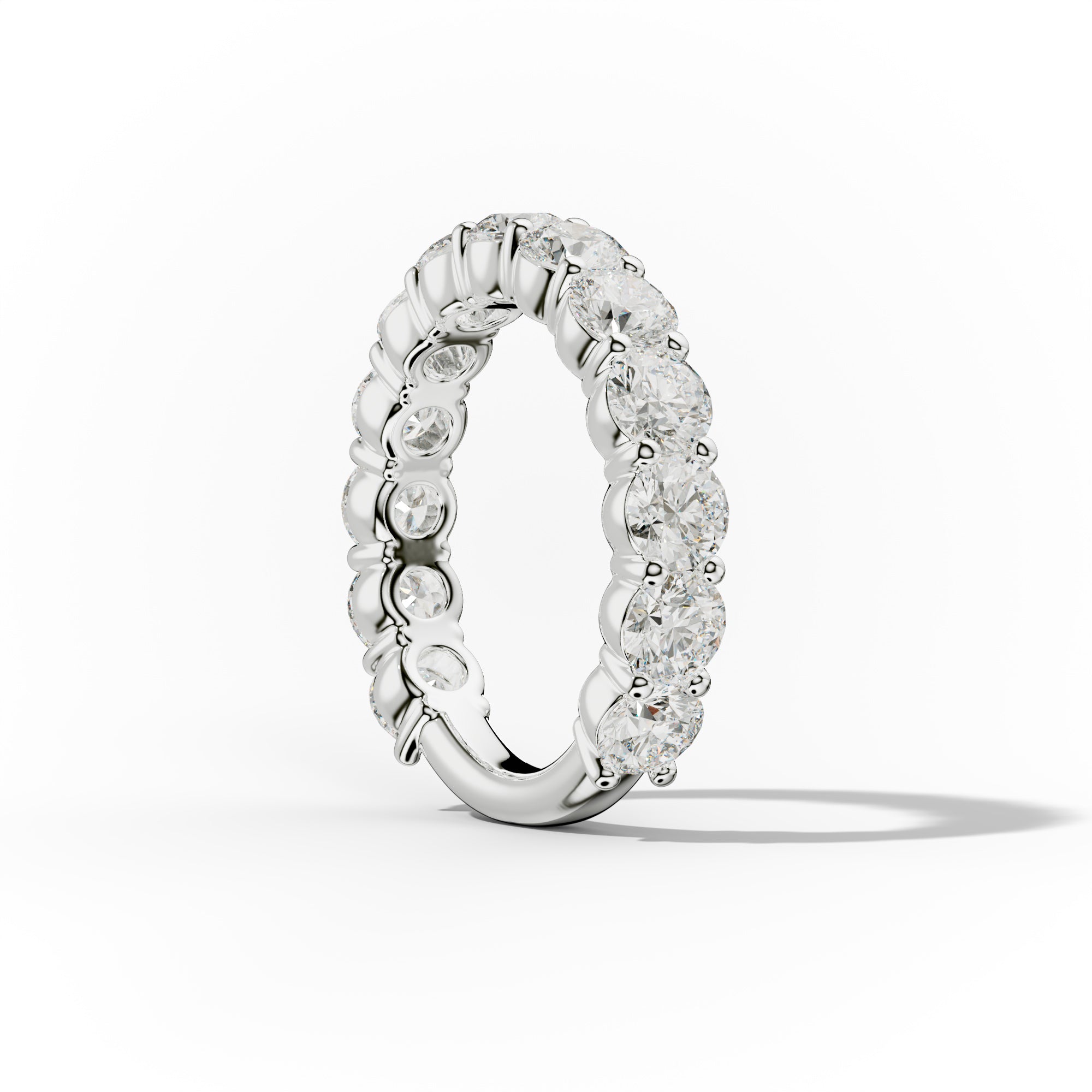3.0 Carat Round Cut Diamond Classic 3/4 Eternity Band Shared Prong
