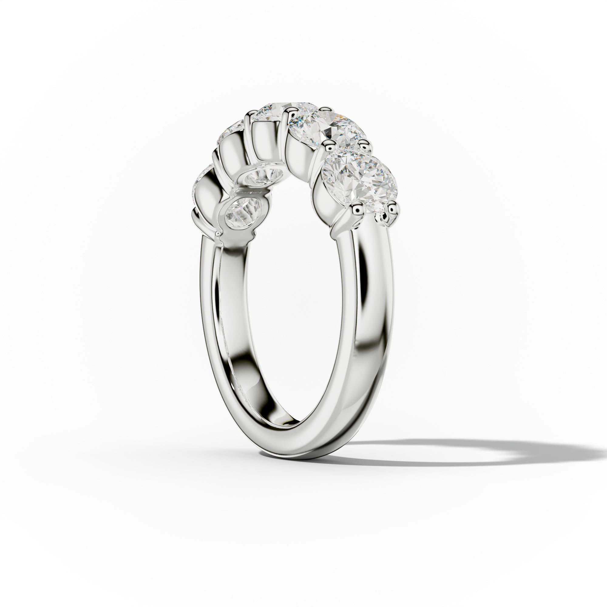 3.0 Carat Round Cut Diamond Classic Half Eternity Band Shared Prong