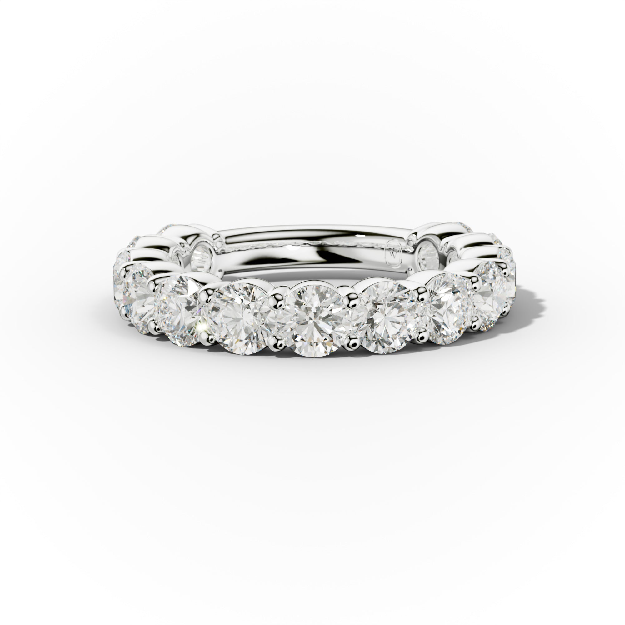 3.0 Carat Round Cut Diamond Classic 3/4 Eternity Band Shared Prong