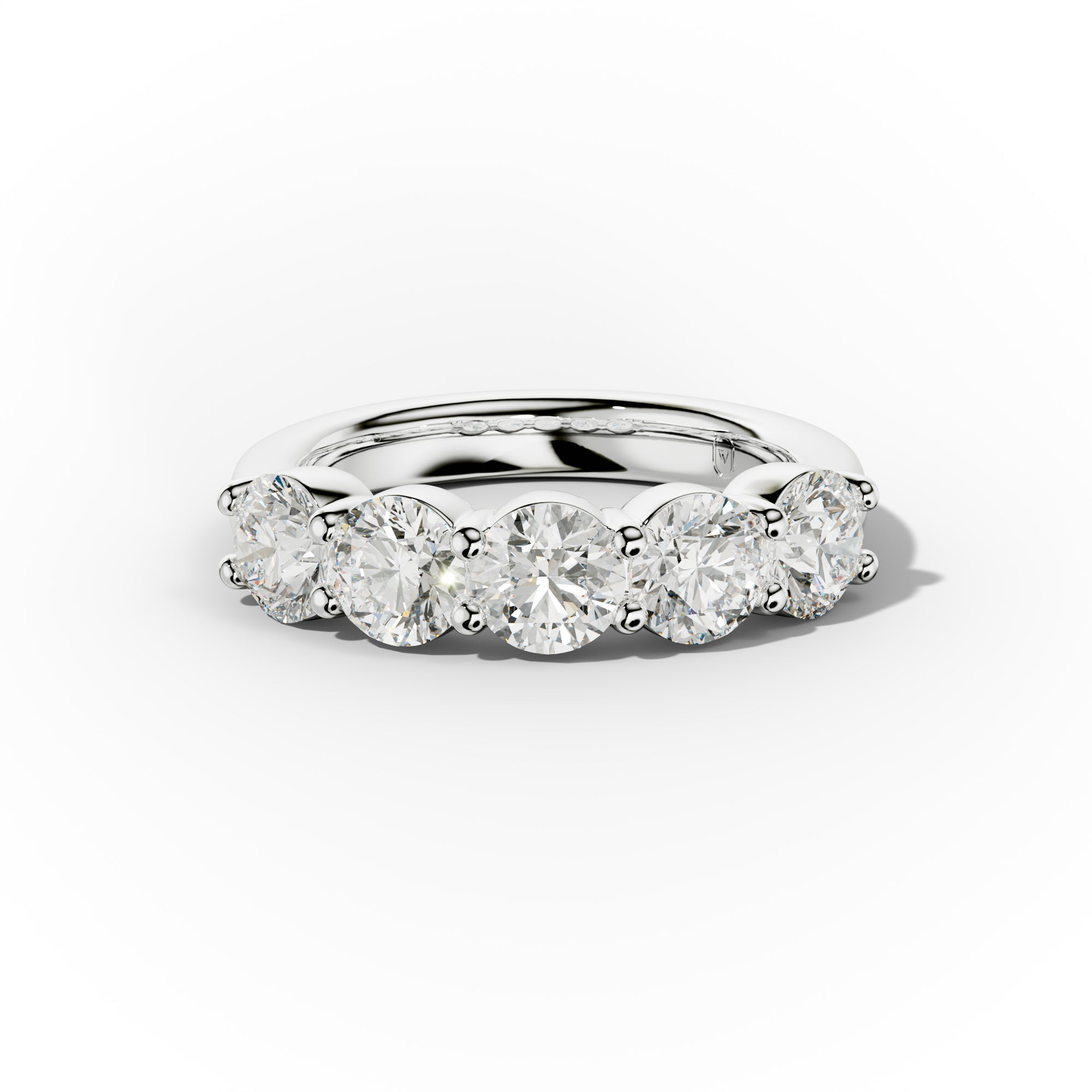 3.0 Carat Round Cut Diamond Classic Half Eternity Band Shared Prong