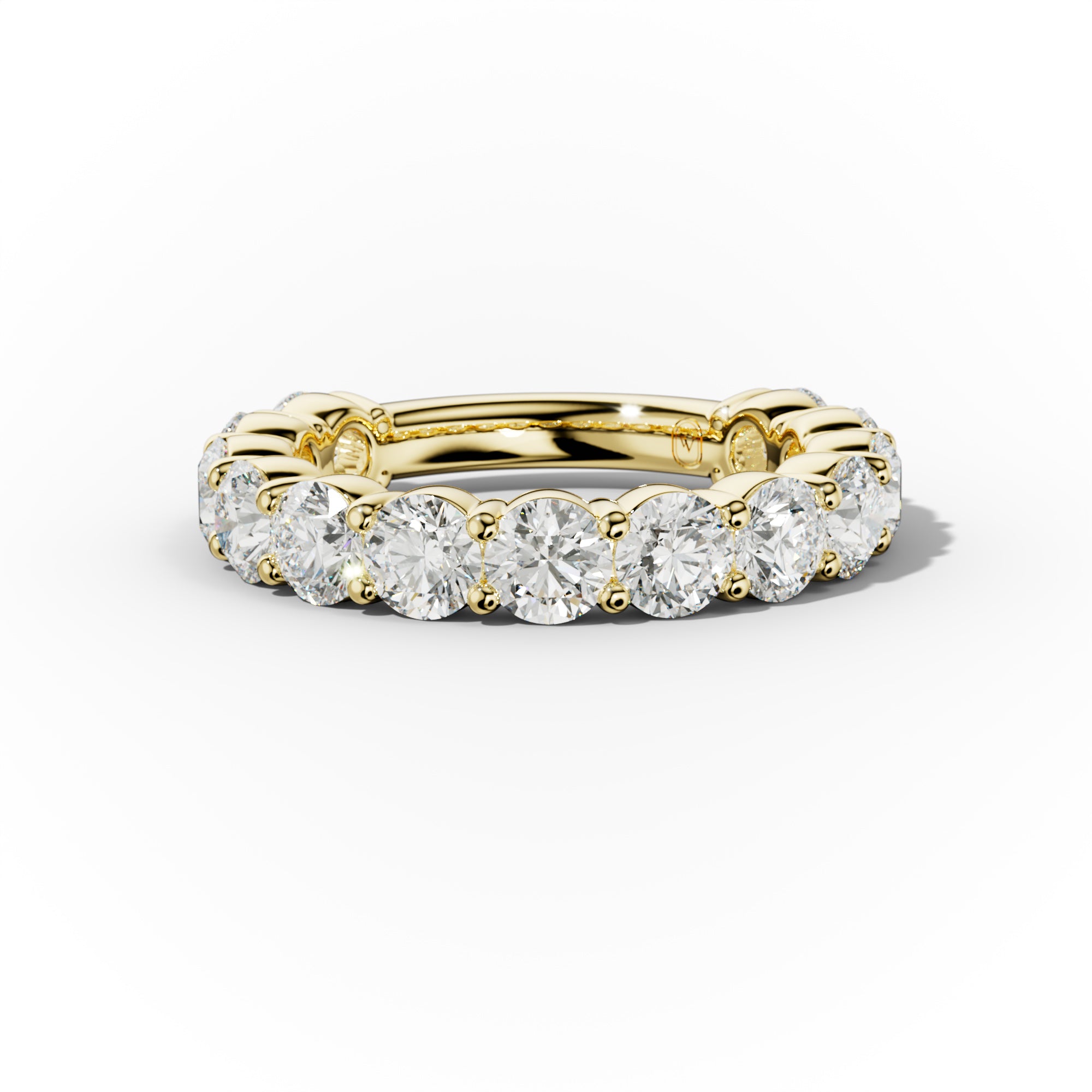 3.0 Carat Round Cut Diamond Classic 3/4 Eternity Band Shared Prong