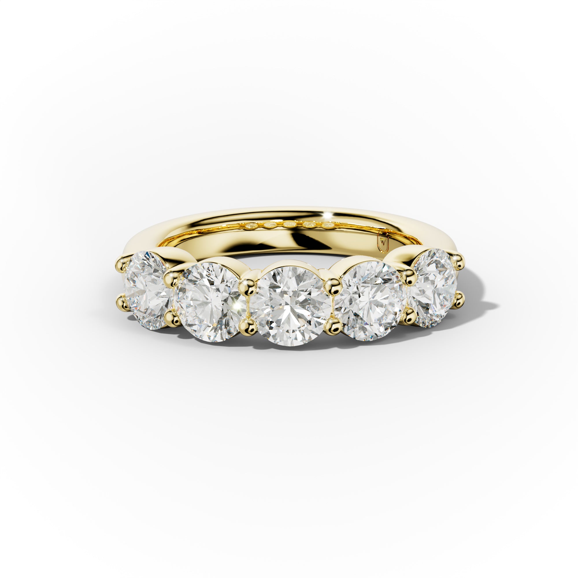 3.0 Carat Round Cut Diamond Classic Half Eternity Band Shared Prong