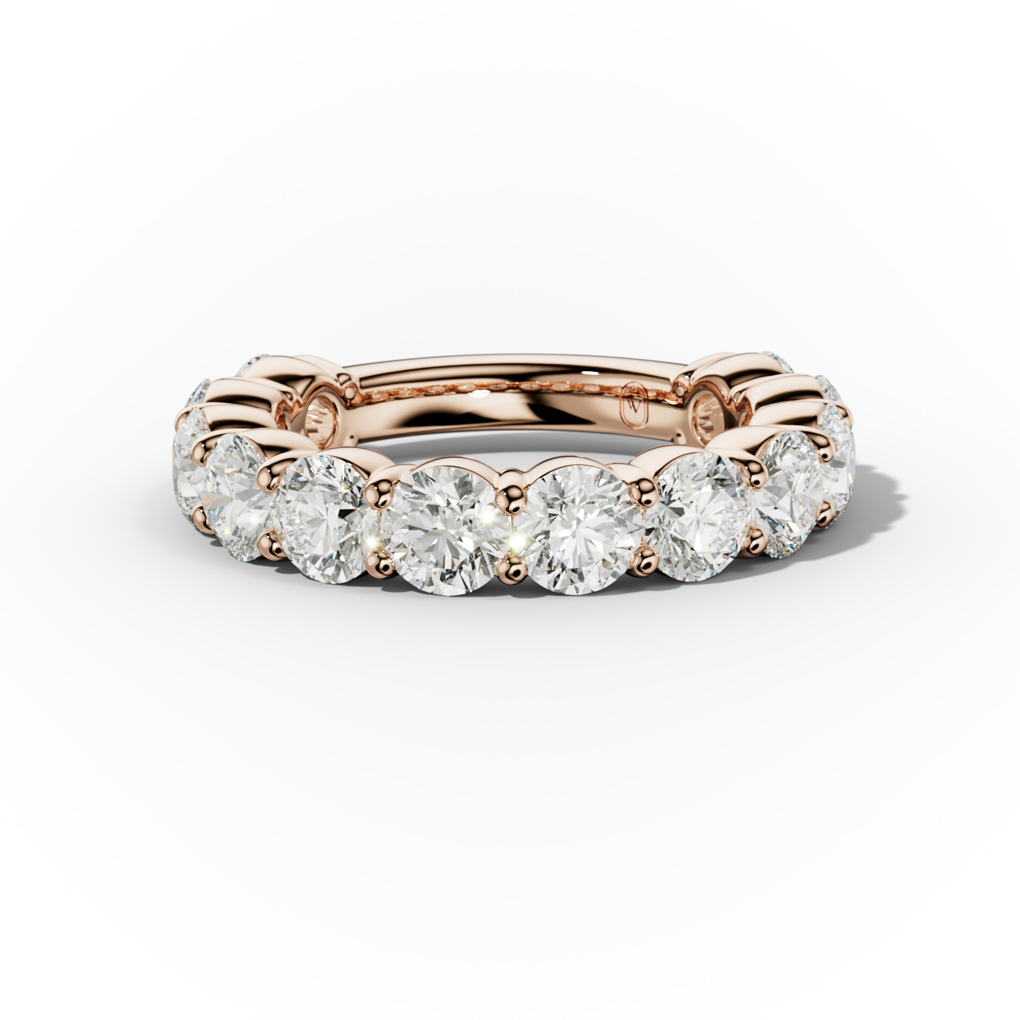 4.0 Carat Round Cut Diamond Classic 3/4 Eternity Band Shared Prong