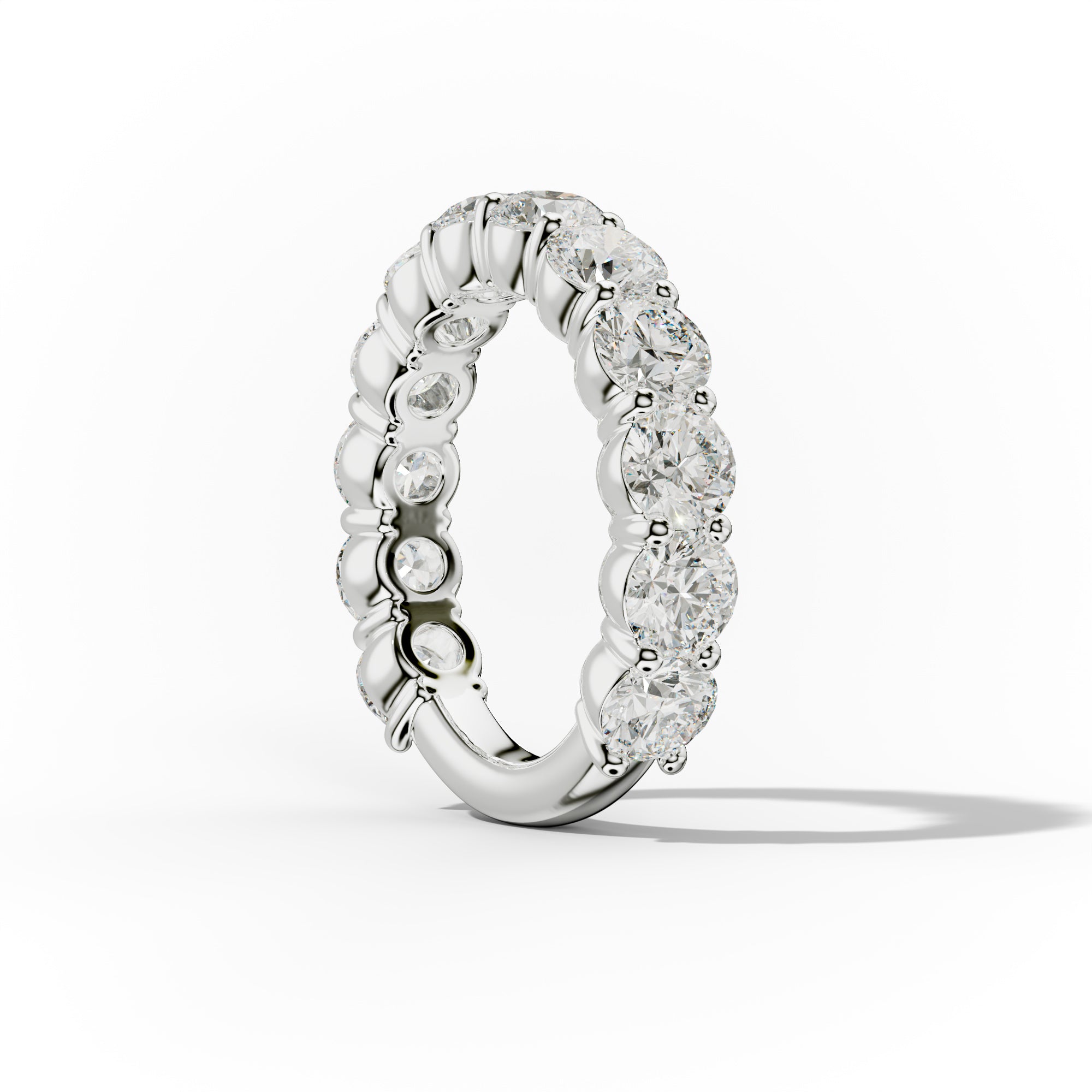 4.0 Carat Round Cut Diamond Classic 3/4 Eternity Band Shared Prong