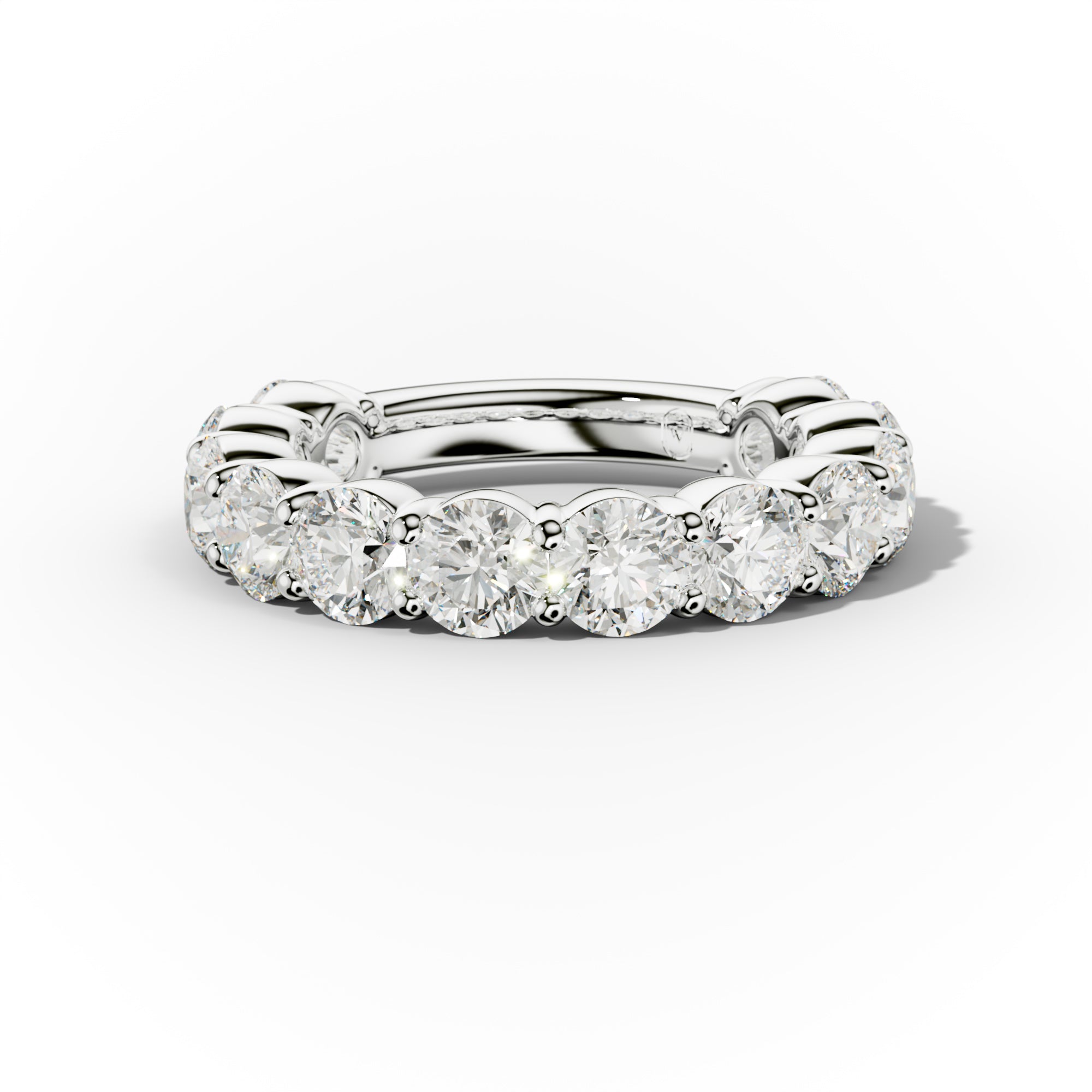 4.0 Carat Round Cut Diamond Classic 3/4 Eternity Band Shared Prong