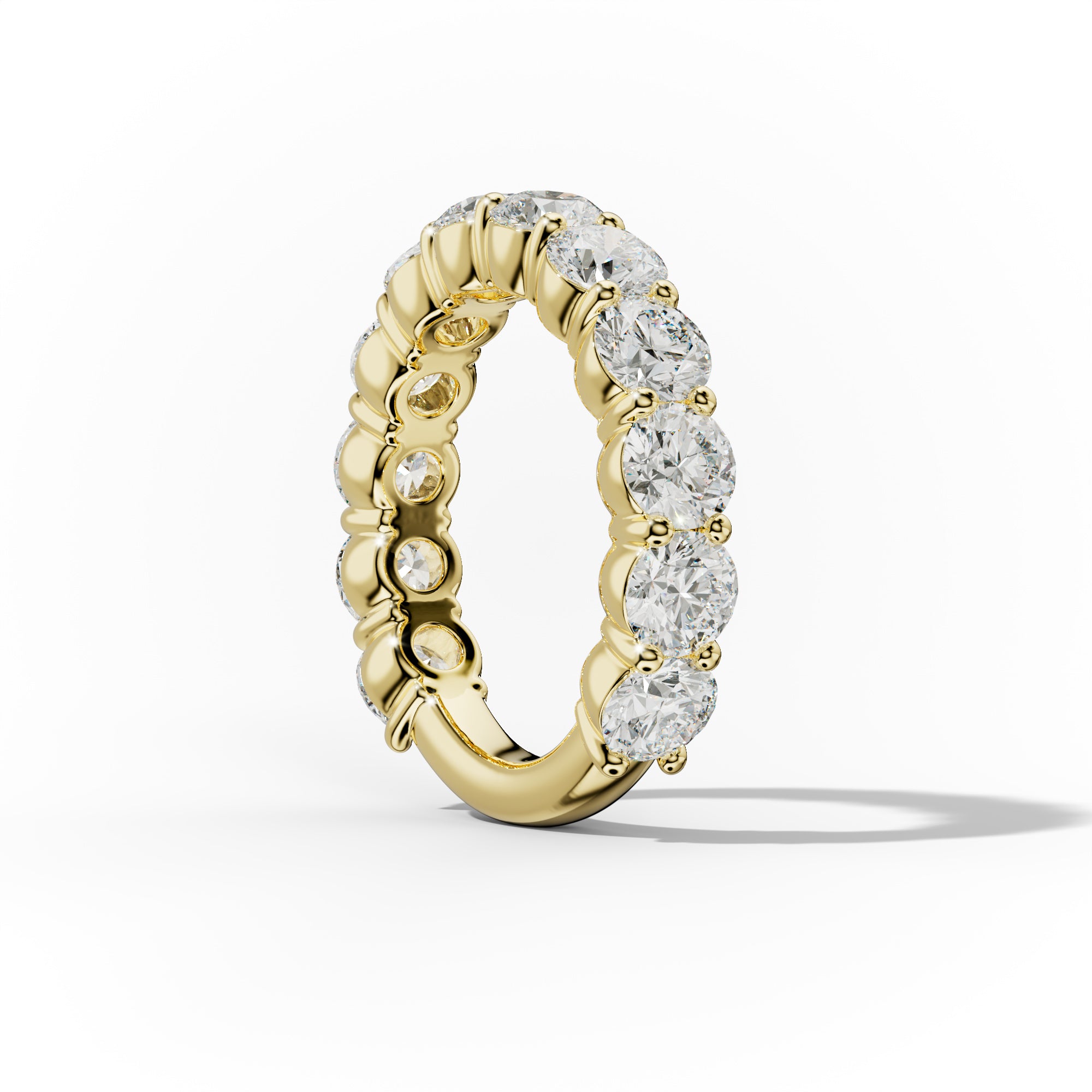 4.0 Carat Round Cut Diamond Classic 3/4 Eternity Band Shared Prong