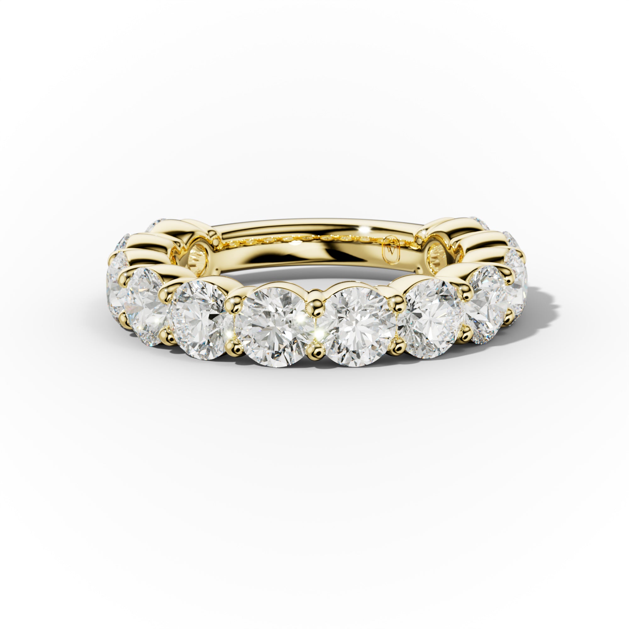 4.0 Carat Round Cut Diamond Classic 3/4 Eternity Band Shared Prong