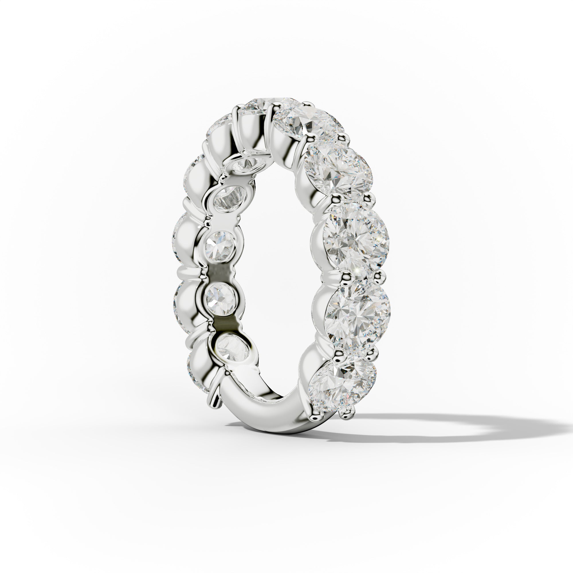 5.0 Carat Round Cut Diamond Classic 3/4 Eternity Band Shared Prong