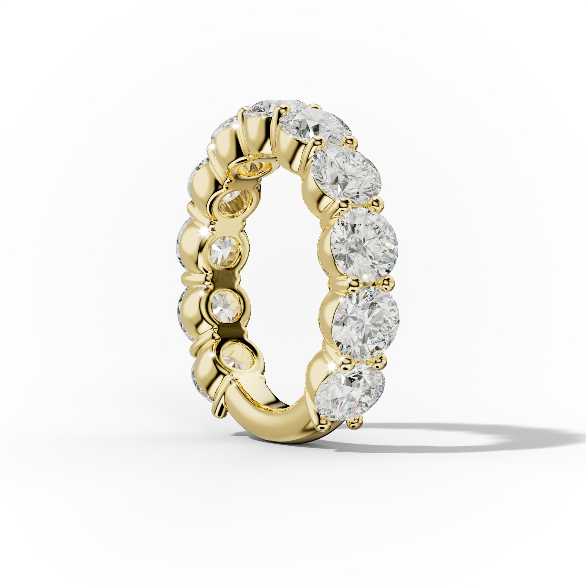 5.0 Carat Round Cut Diamond Classic 3/4 Eternity Band Shared Prong